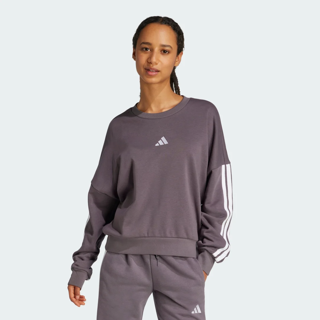 Detalle de Sudadera Essentials French Terry 3 Bandas de Adidas en Gris