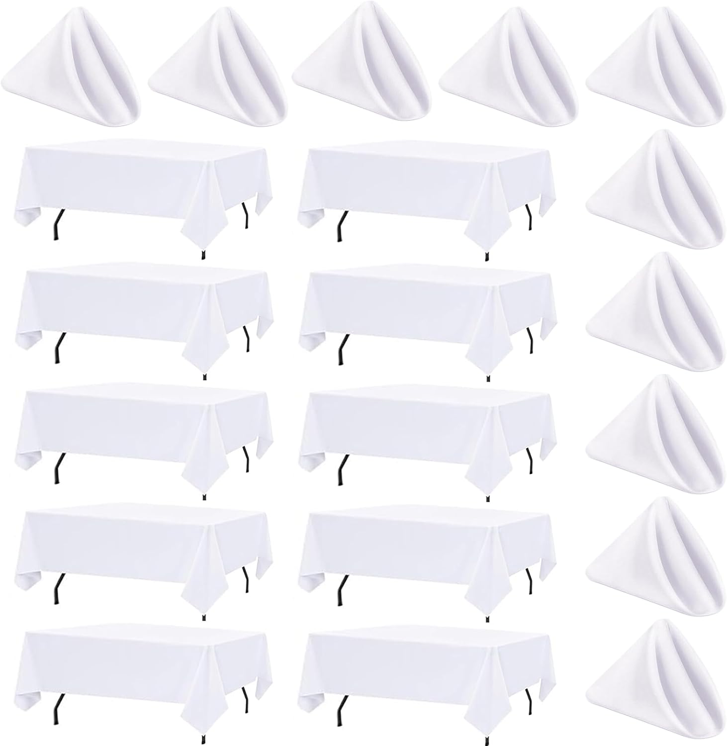 Thumbnail 6 de 10 Pack White Rectangle Table Cloths (60 x 126 Inch) for 8-Foot Tables