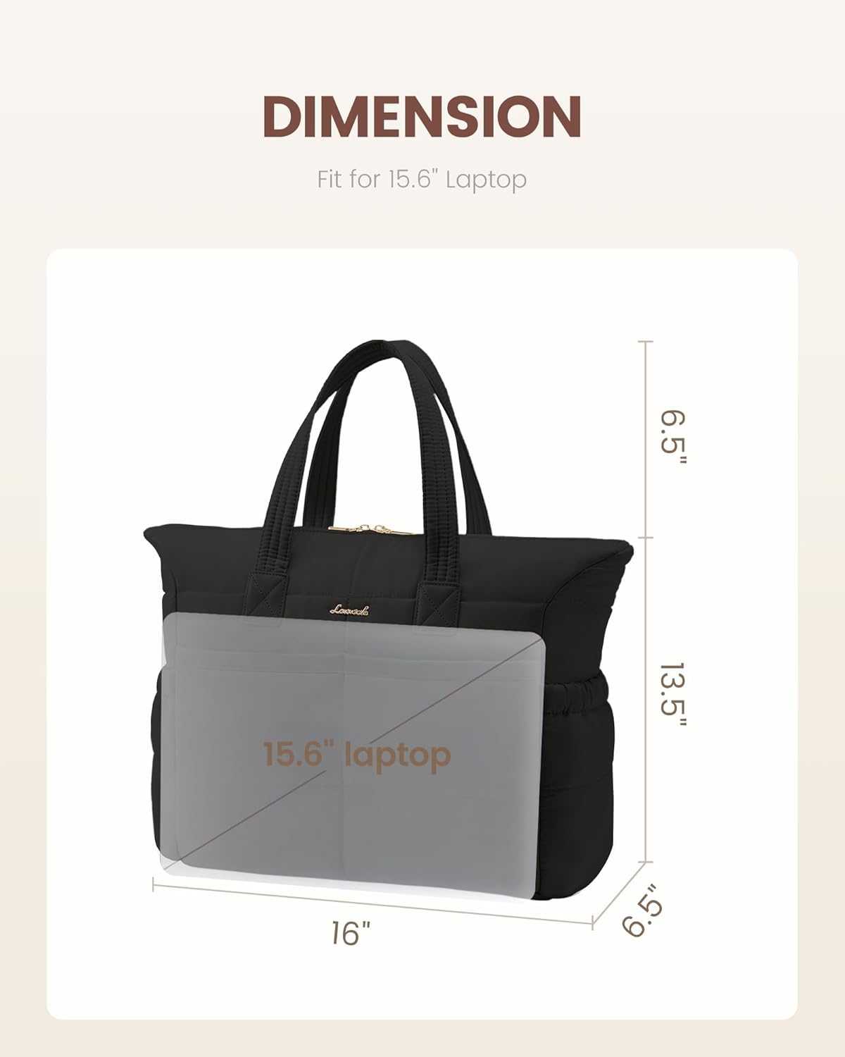 Detalle de LOVEVOOK Tote Bag for Women: Lightweight 15.6 Inch Puffer Laptop Bag