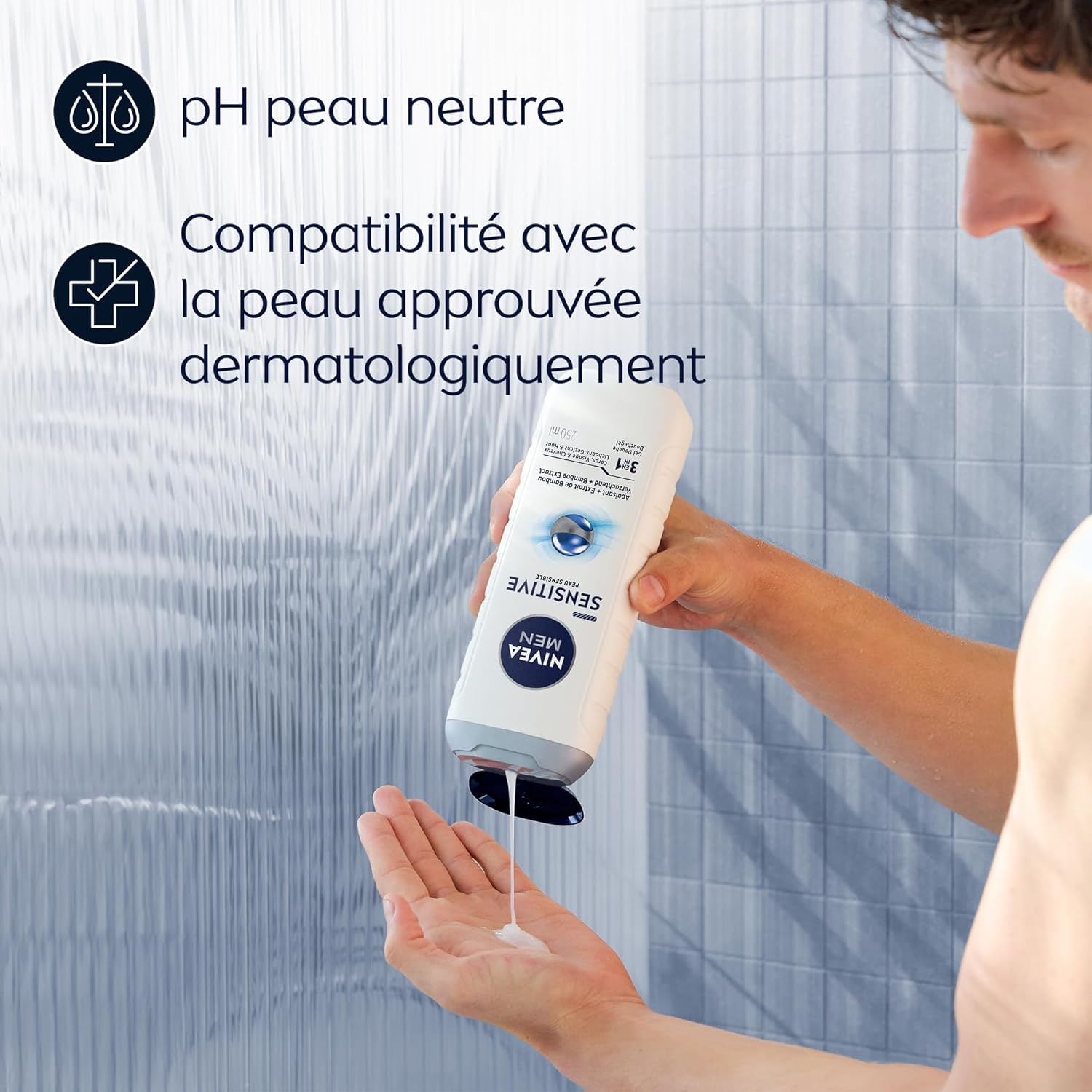 Thumbnail 4 de NIVEA MEN Gel Douche Sensitive 3-en-1 (lot 6 x 250 ml) au bambou — corps, visage & cheveux