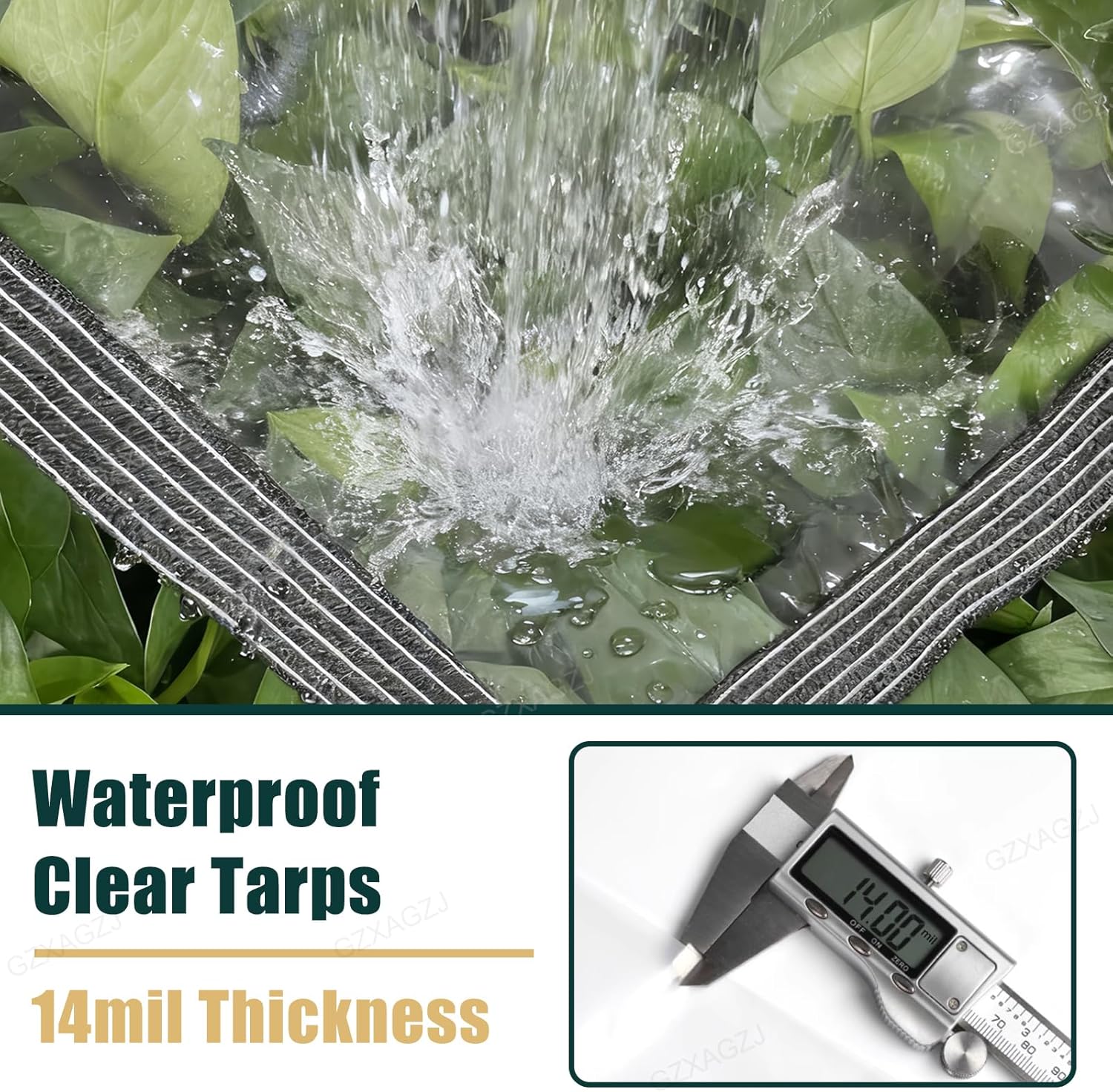 Detalle 2 de GZXAGZJ 14 MIL Clear Vinyl Tarp 4x8 ft Waterproof Cover ๐