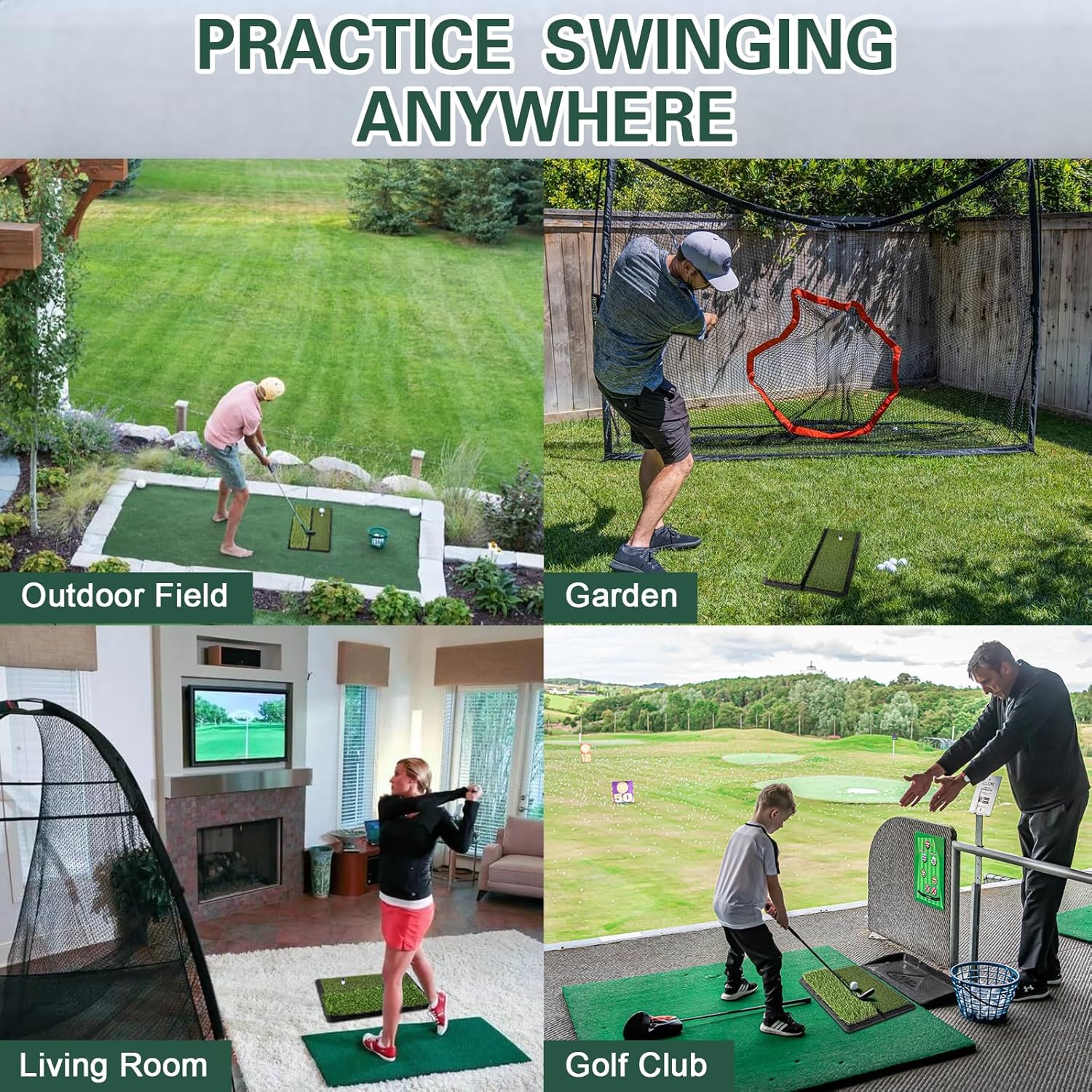 Thumbnail 4 de LIBERRWAY Golf Mat: Foldable, Replaceable Hitting Mat with Fairway & Rough Turf (Includes 5 Tees)
