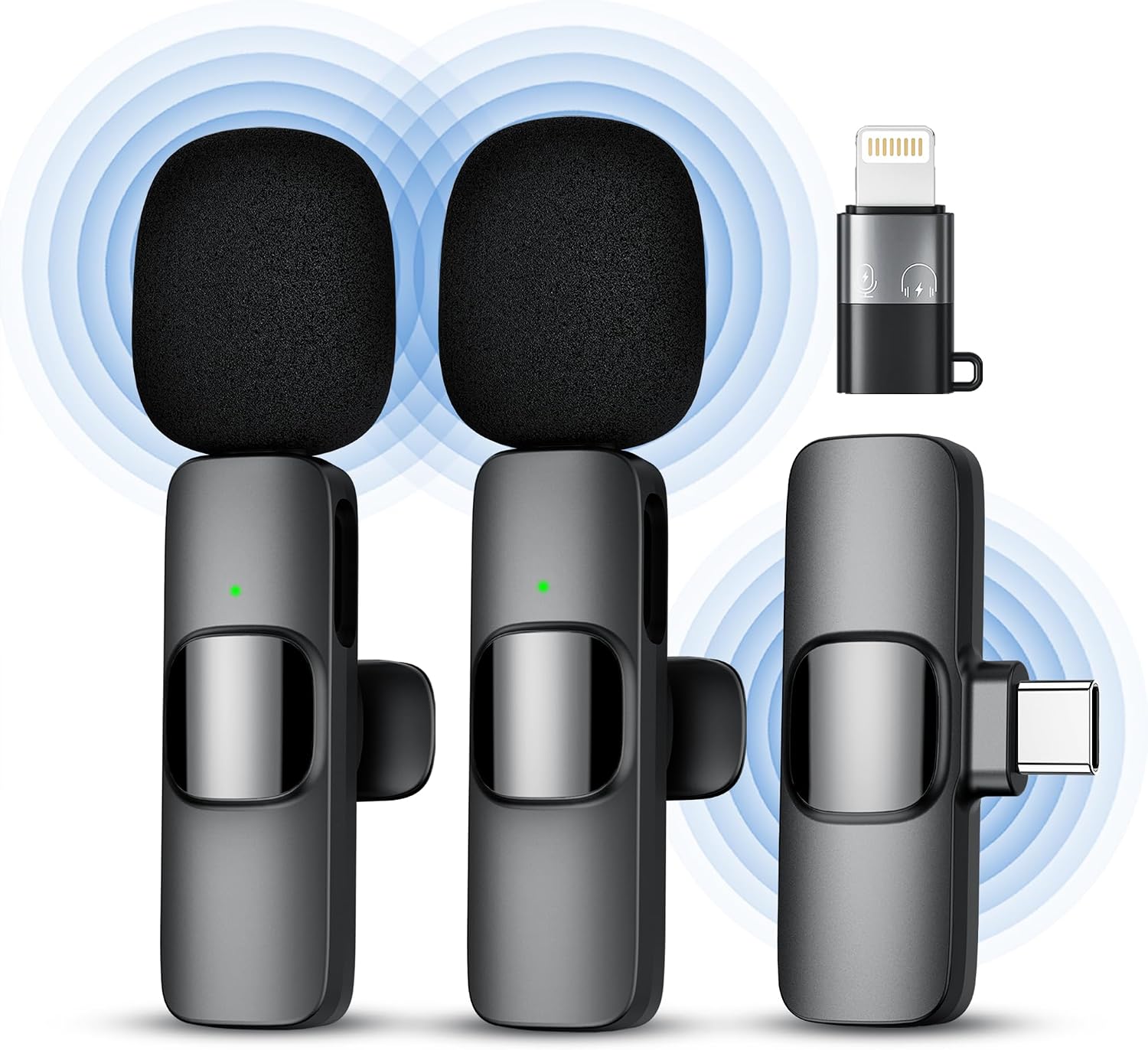 Detalle de Qhot Micrófono Inalámbrico Dual para iPhone y Android con Cancelación DSP