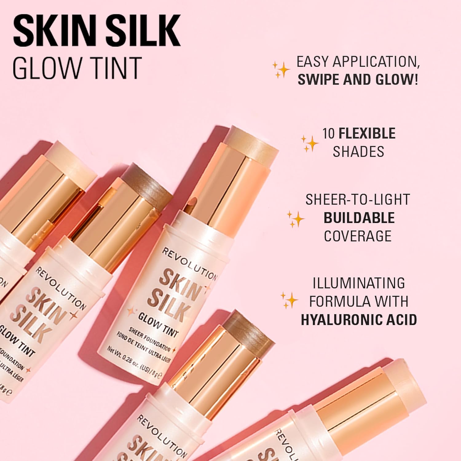 Thumbnail 1 de Revolution Beauty London Revolution Skin Silk Glow Tint Transparenter Foundation Stick (Dark Neutral Cool) – 8 g