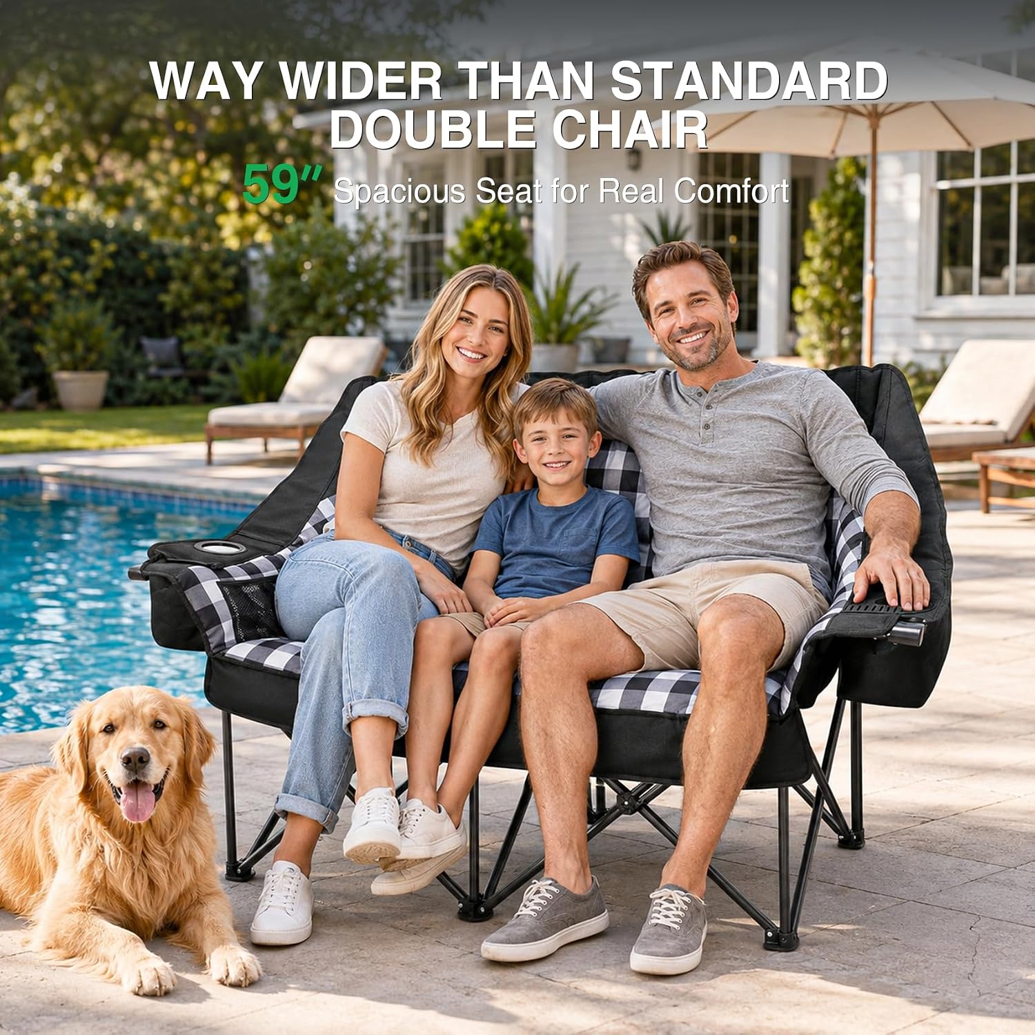 Thumbnail 1 de HOPERAN BZ-2326-197 Double Camping Loveseat, Padded and Foldable