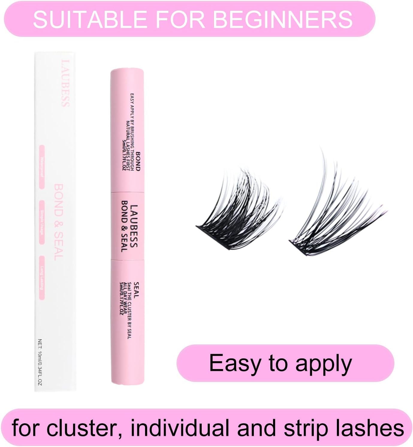 Detalle de LAUBESS まつげ用ボンド&シール 2in1 ブラックボンド・クリアシール 5ml+5ml