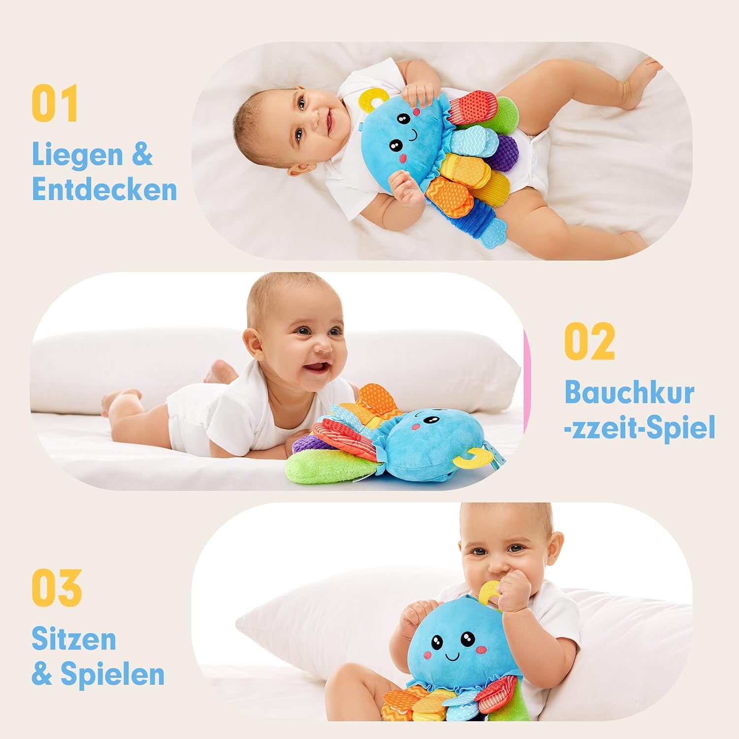 Thumbnail 6 de hahaland 2 in 1 Oktopus Baby Sensorik Spielzeug