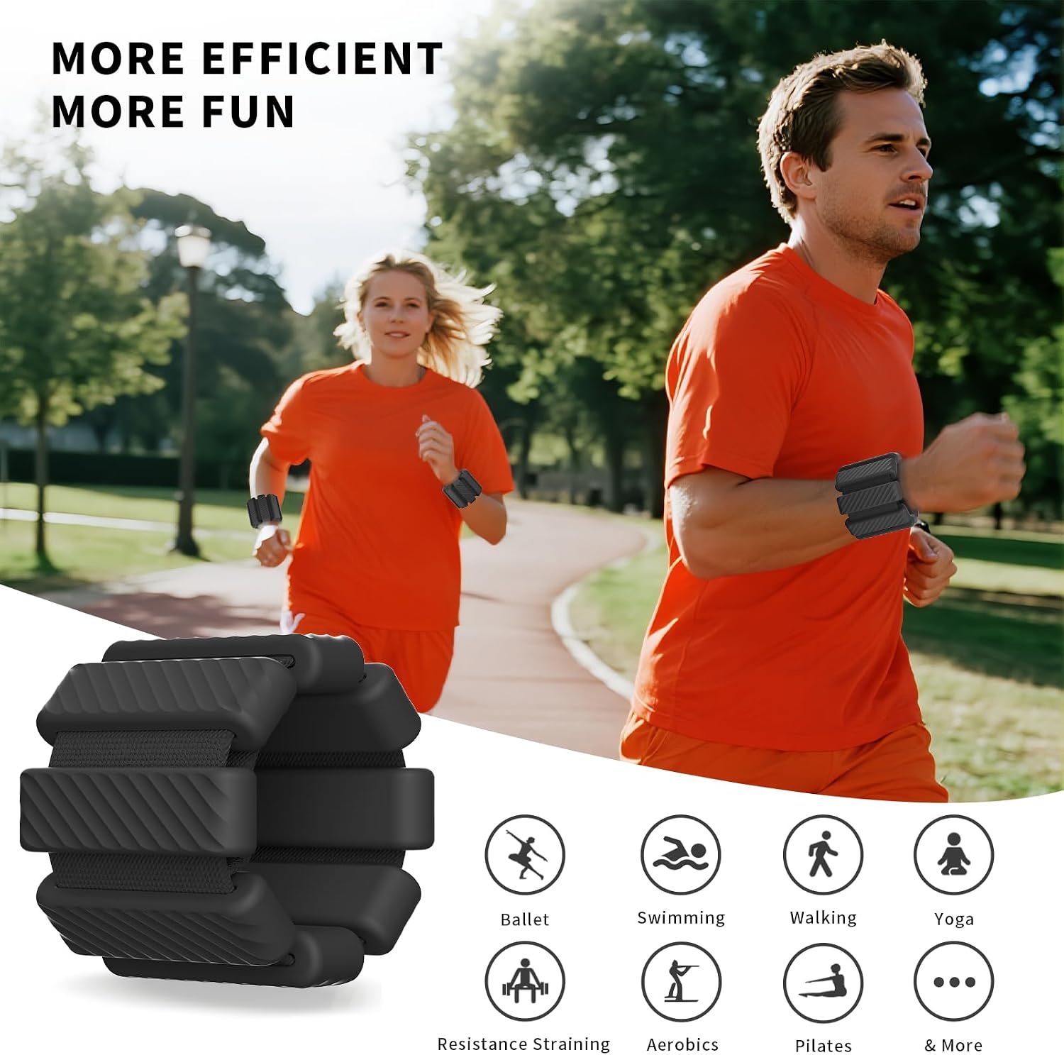 Detalle de Wrist & Ankle Weights for Women — 2×1lb Adjustable Silicone Weights Set (Total 2lbs)