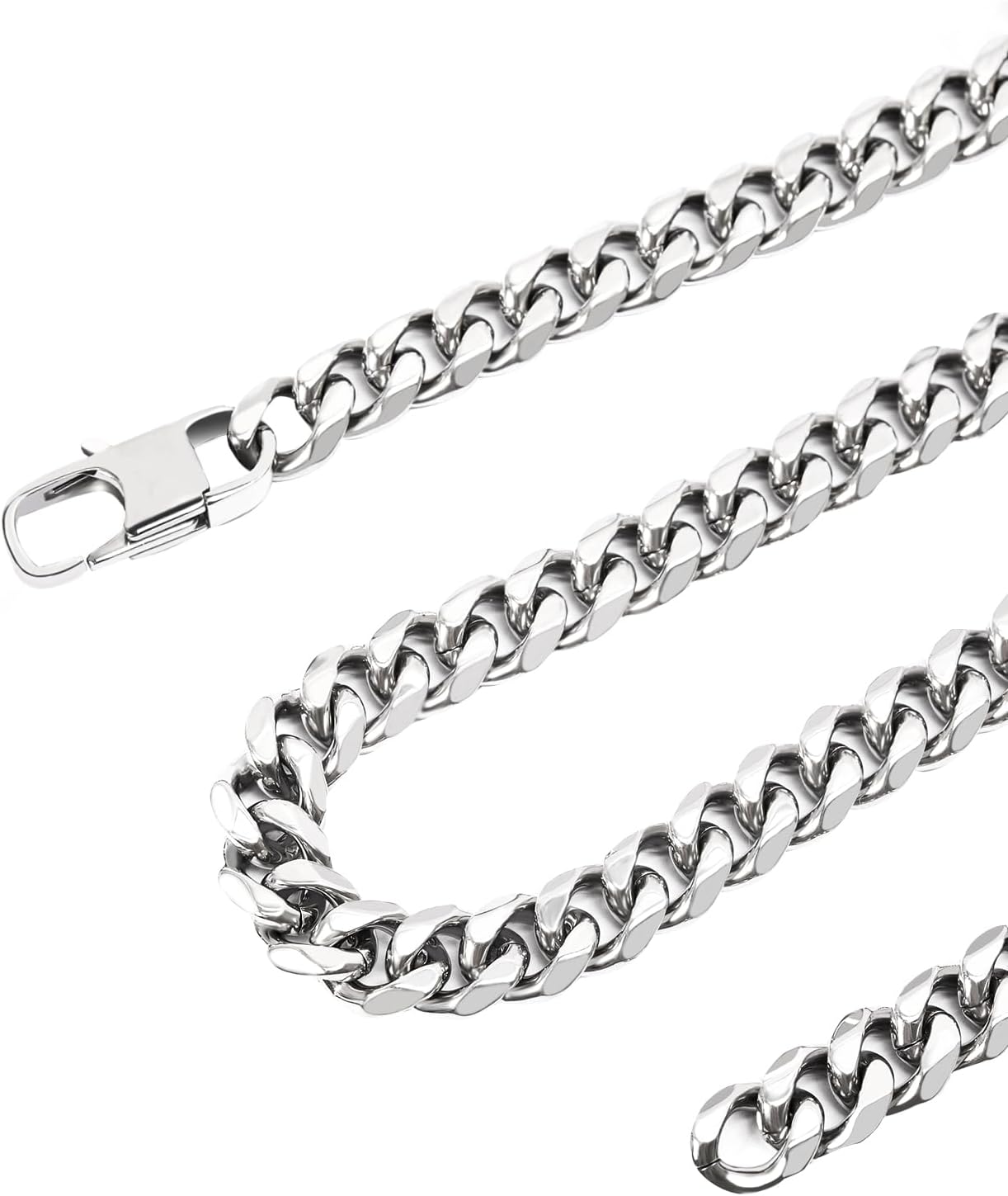 Detalle de Inscca Herren-Halskette aus 316L-Edelstahl mit kubanischer/Kuban-Gliederkette – silbern, in Längen von 45 bis 75 cm