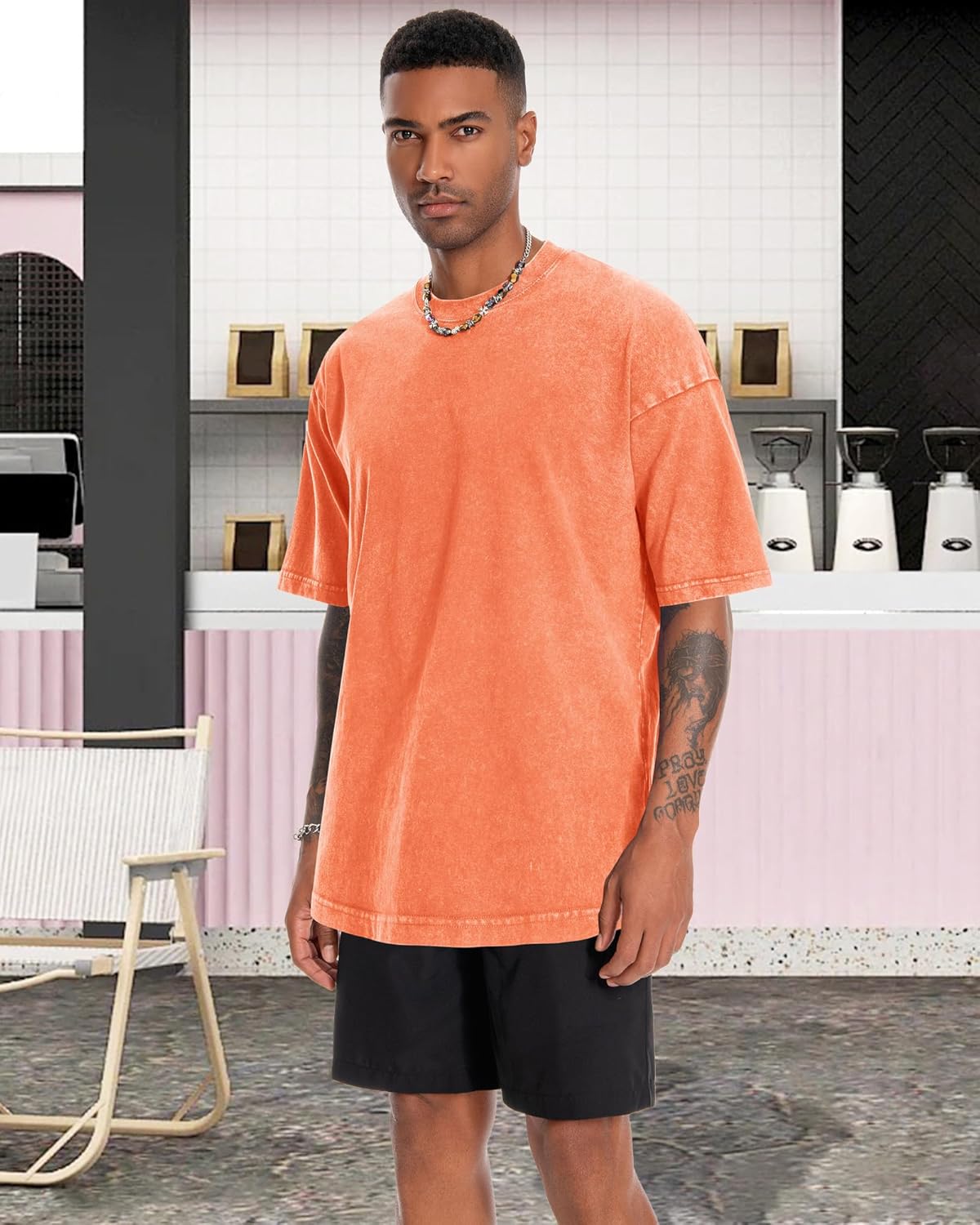 Thumbnail 3 de Oversized Tshirts for Men Short Sleeve Vintage Washed Basic Loose Tees 2026