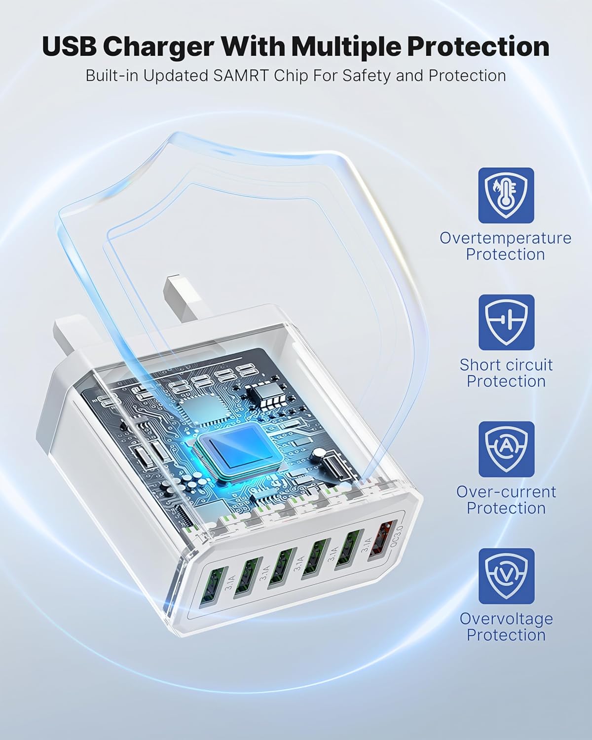 Detalle 2 de Tupneuf 6‑Port 33W USB Charger for iPhone & iPad