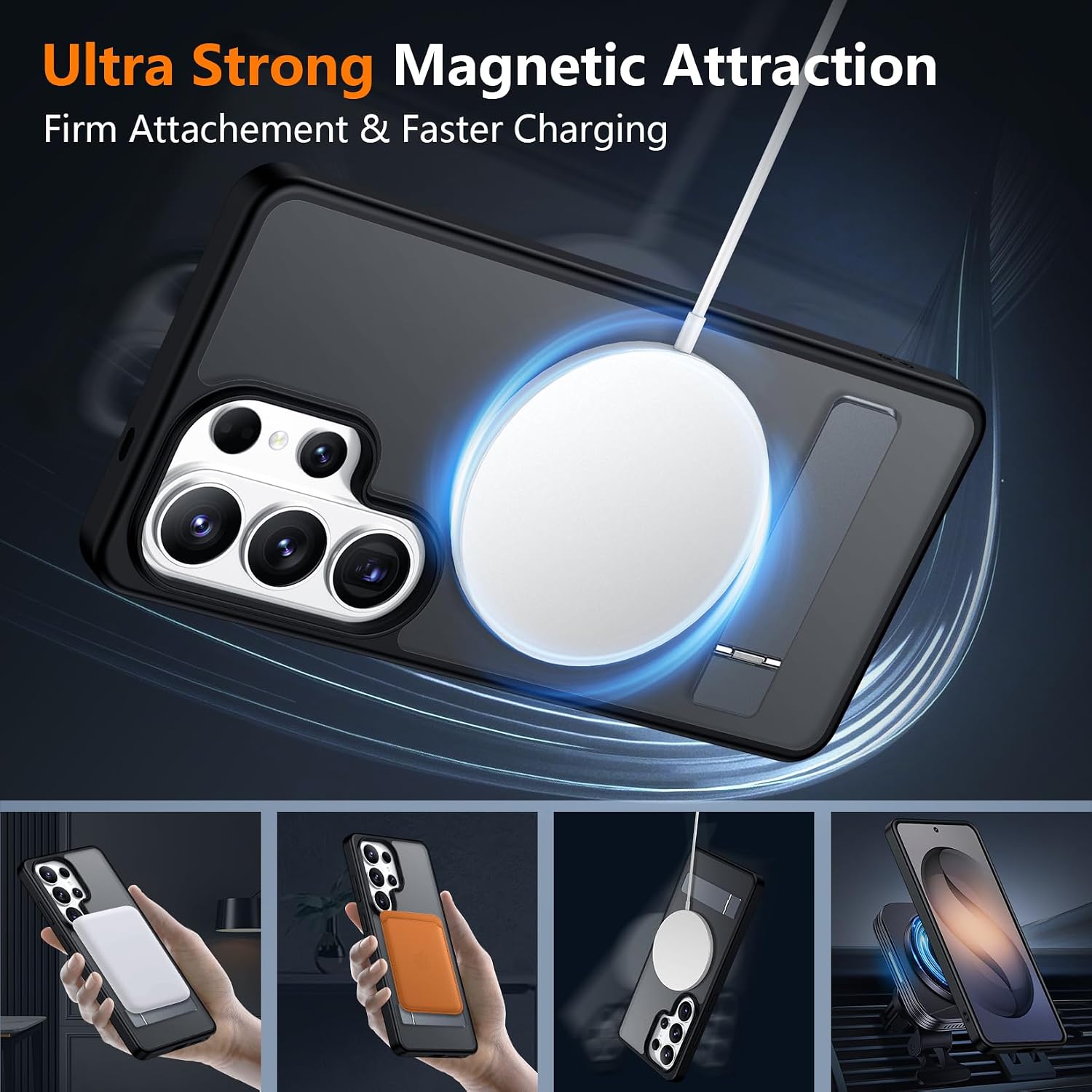 Detalle de SPIDERCASE Magnetic Case for Samsung Galaxy S26 Ultra 6.9" — Built-in Invisible Kickstand, MagSafe Compatible, Translucent Matte Slim