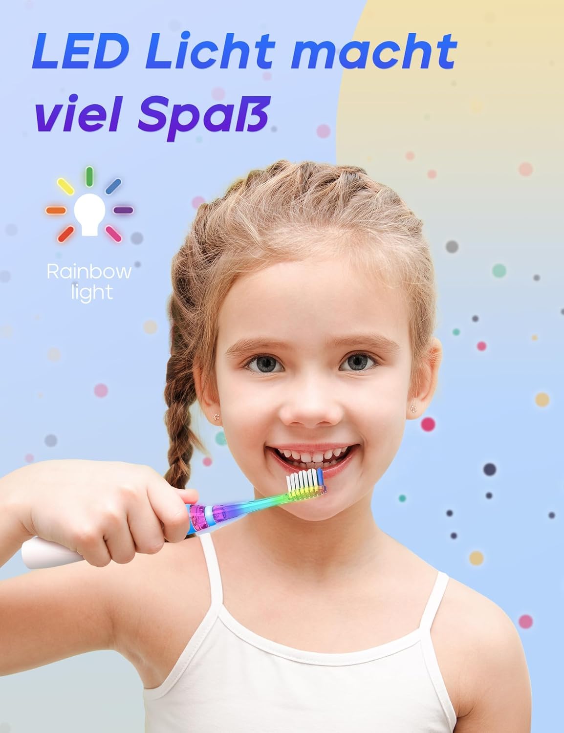 Thumbnail 1 de Seago elektrische Zahnbürste für Kinder ab 2 (SG977, blau) mit 4 Modi, LED-Licht & 4 extra-weichen Bürstenköpfen