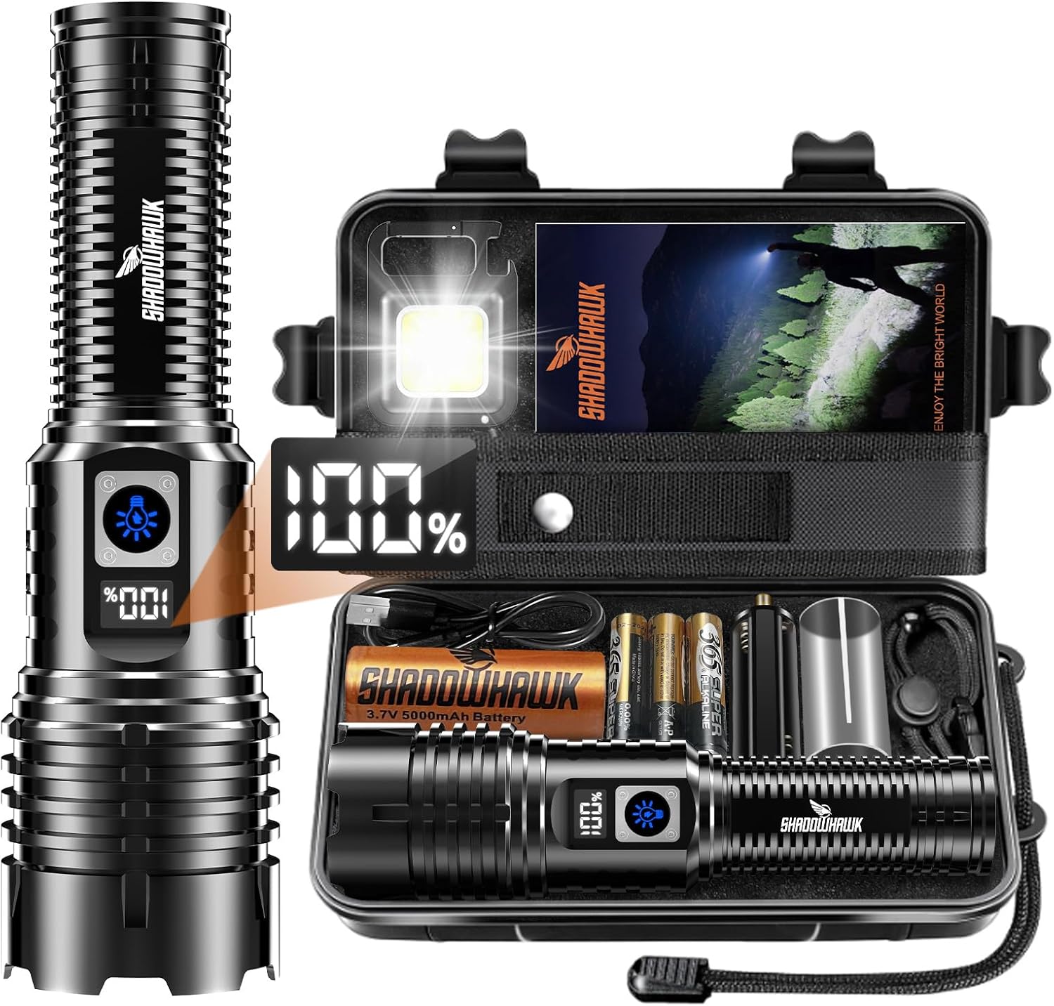Shadowhawk XHM77.2 500000L LED Rechargeable Torch 🔦