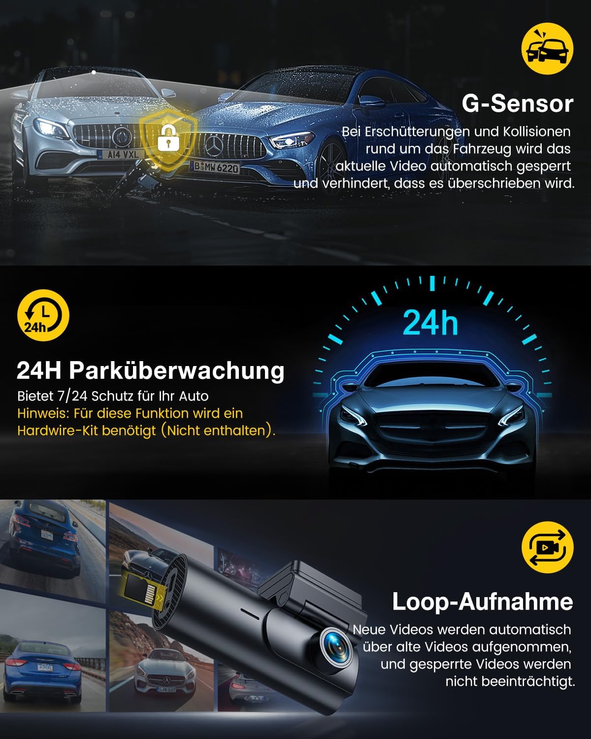 Thumbnail 5 de GKU 4K Dashcam Dual mit 64GB Speicher