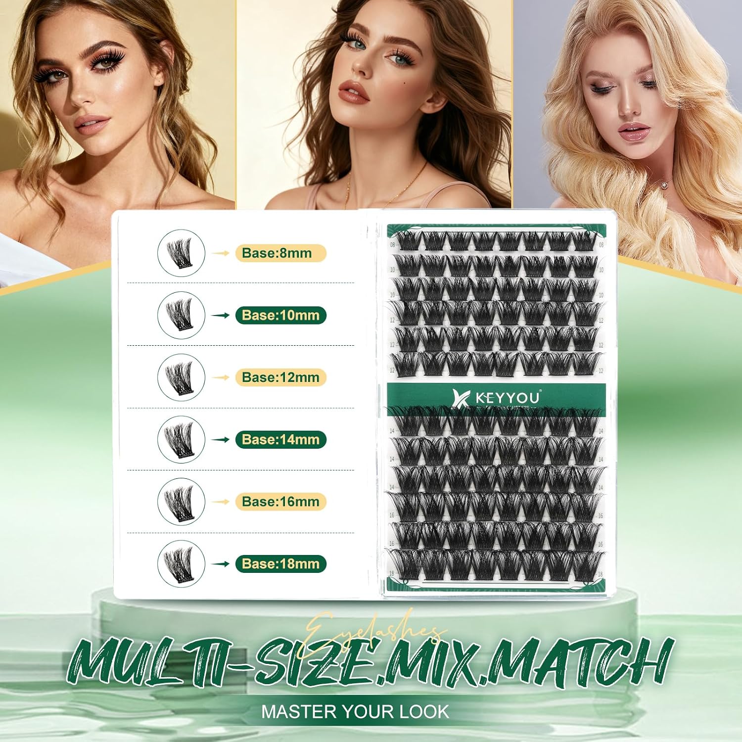Thumbnail 3 de KEYYOU Lash Clusters 96pcs Y02 D Curl
