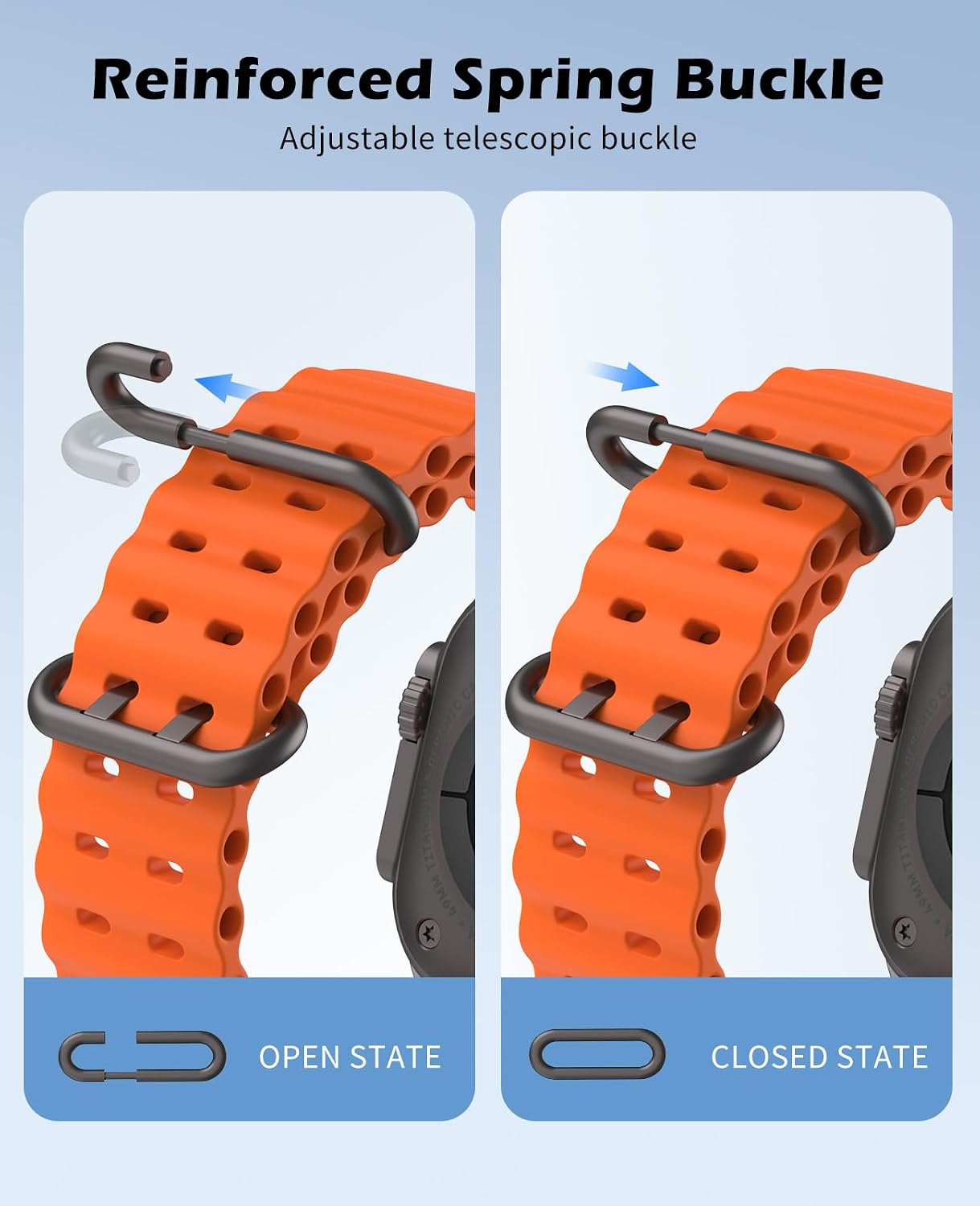 Detalle de TiMOVO Ocean Strap silicone watch band for Apple Watch Ultra 3/2/1 49mm