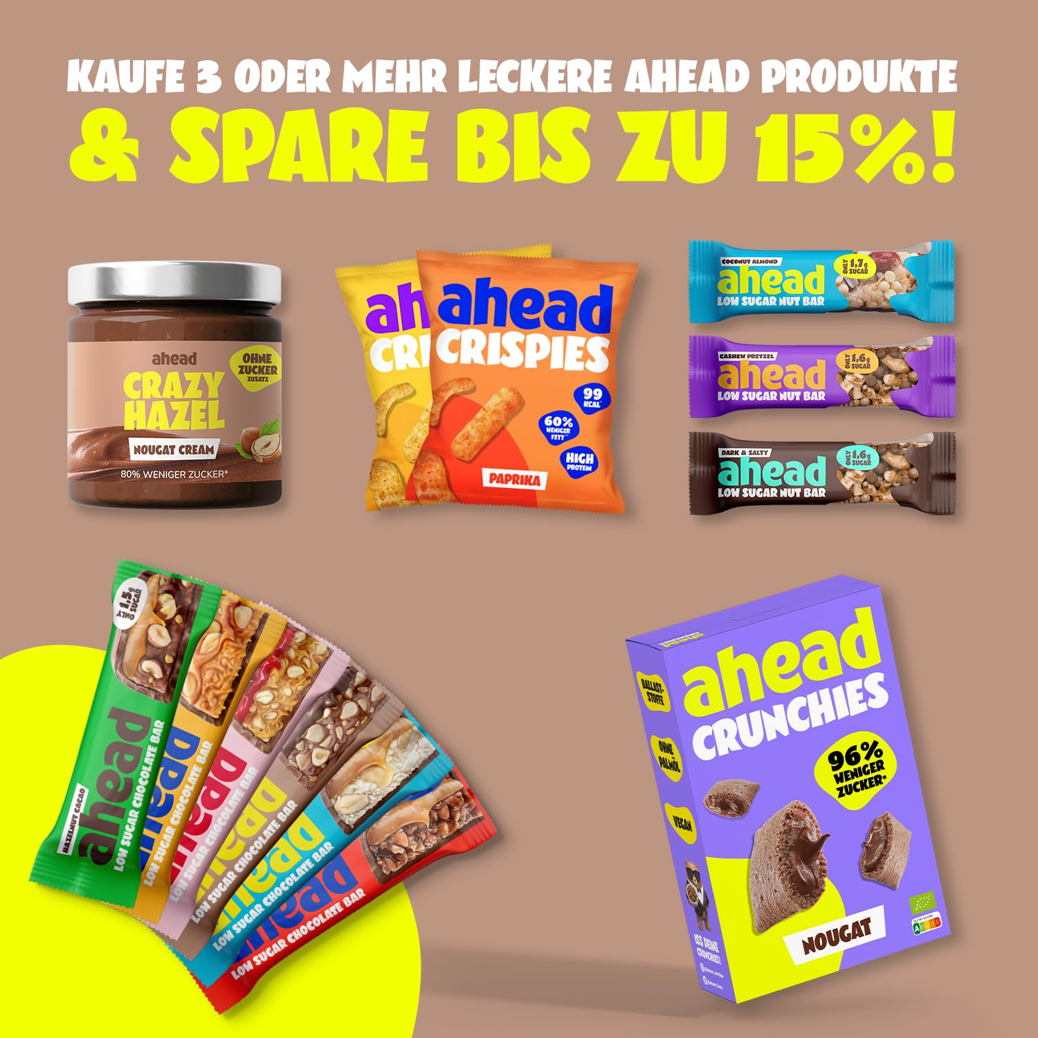 Thumbnail 6 de AHEAD Low Sugar Nut Bar Nussriegel mit Cashewkernen & Milchschokolade – 12 x 35 g