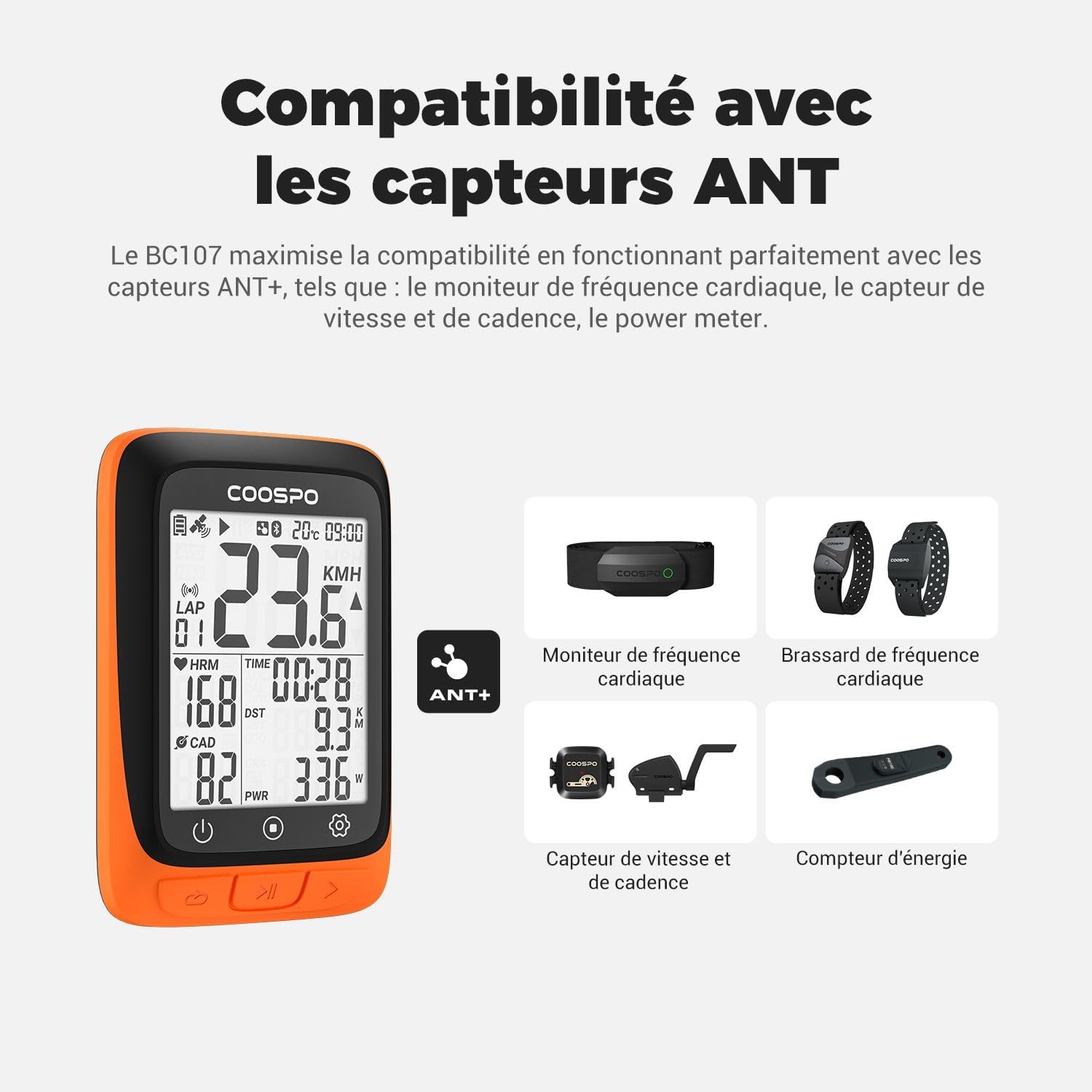 Thumbnail 3 de CooSpo BC107 Compteur Velo Bluetooth 5.0