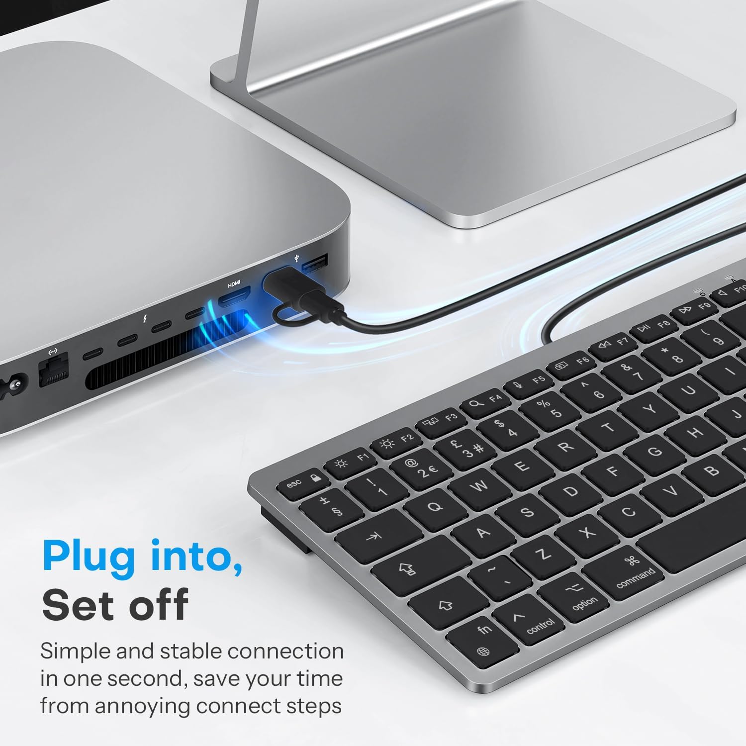 Detalle 2 de OMOTON Wired Keyboard for Mac QWERTY UK