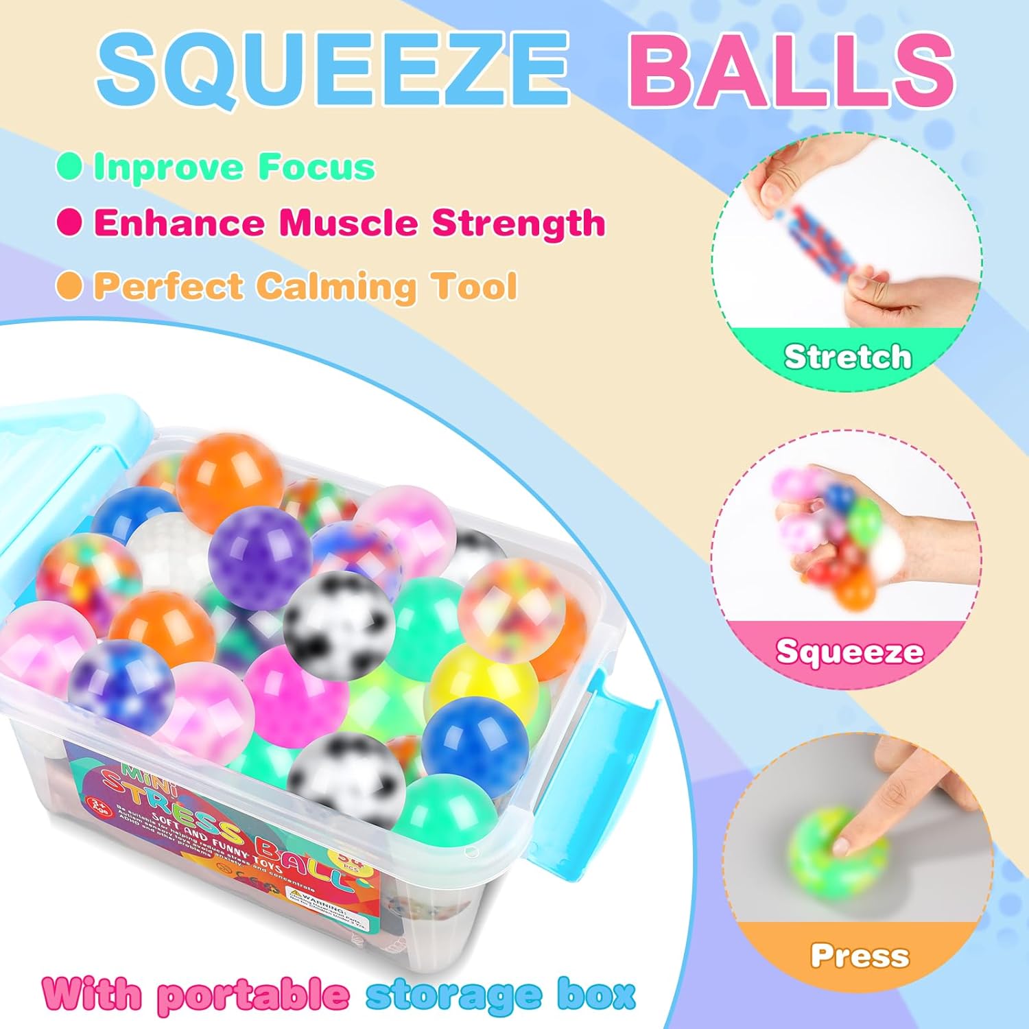 Thumbnail 3 de 54Pack Stress Balls: Bulk Fidget Squishies for Adults
