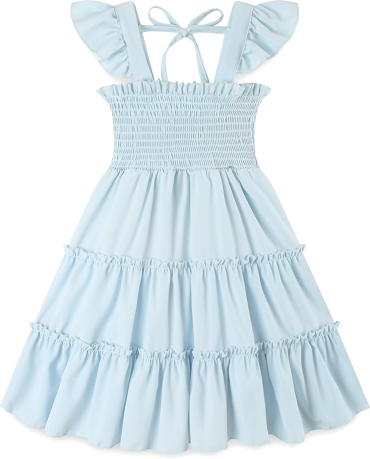 KIDDLETOWN Robe Bébé Fille d'Été Sans Manches - A-Line Midi, Volants et Épaules Dénudées