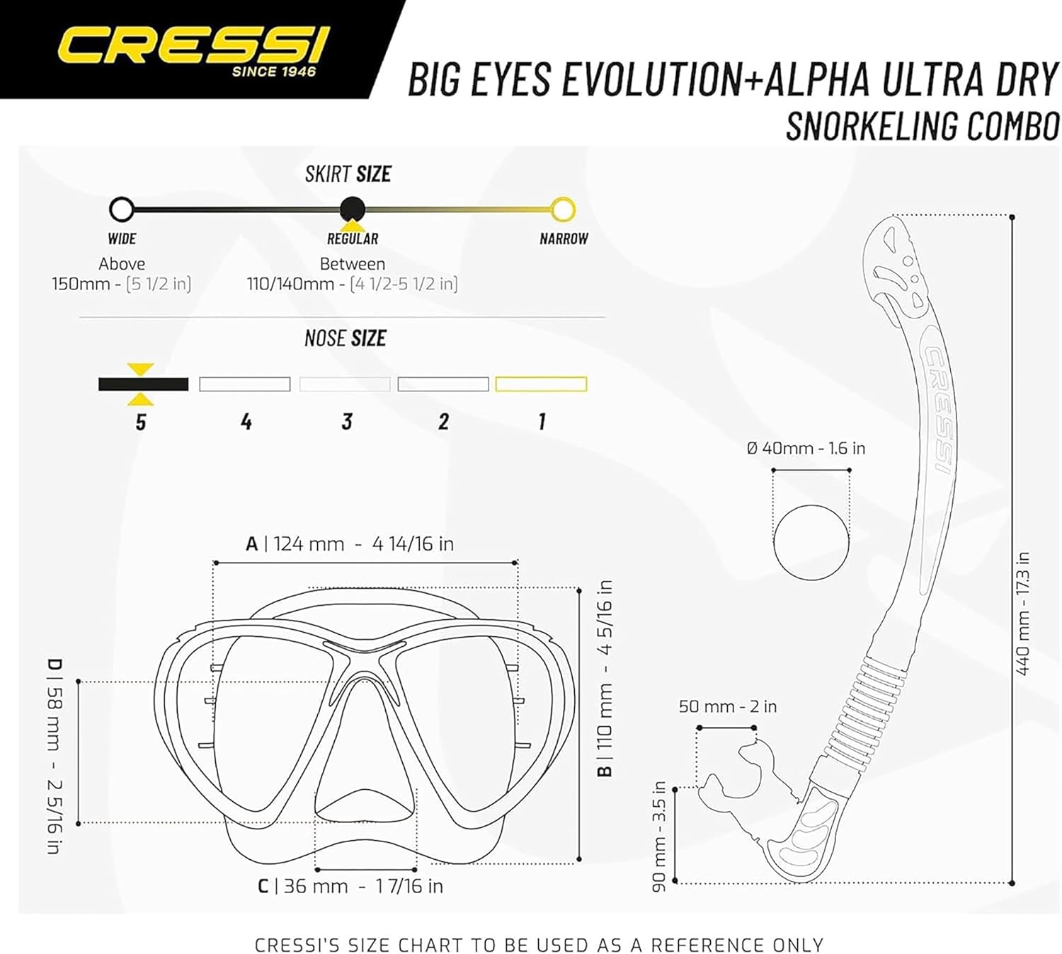 Thumbnail 4 de Cressi Big Eyes Evolution Schnorchelmaske – Taucherbrille für Erwachsene mit kleinem Innenvolumen