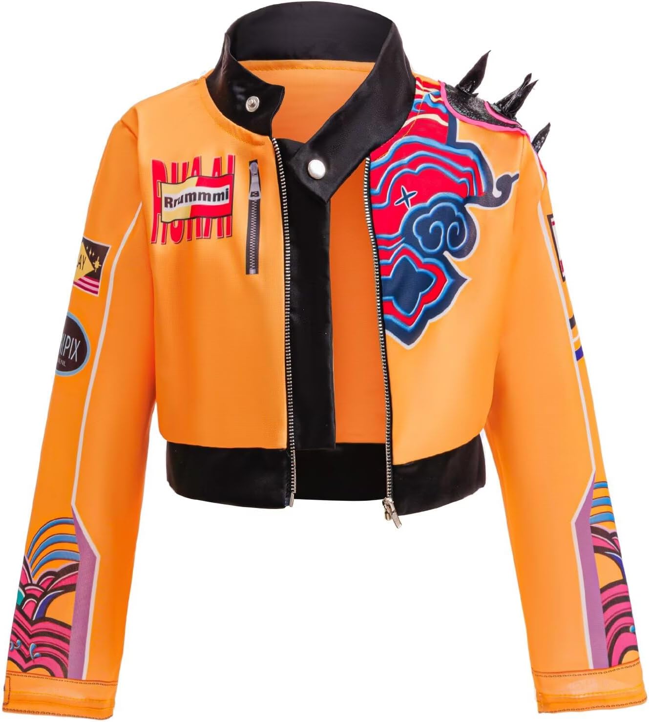 Detalle 2 de Tangsenyu Kids Orange Costume for Girls – Jacket, T-shirt & Shorts Fancy Outfit