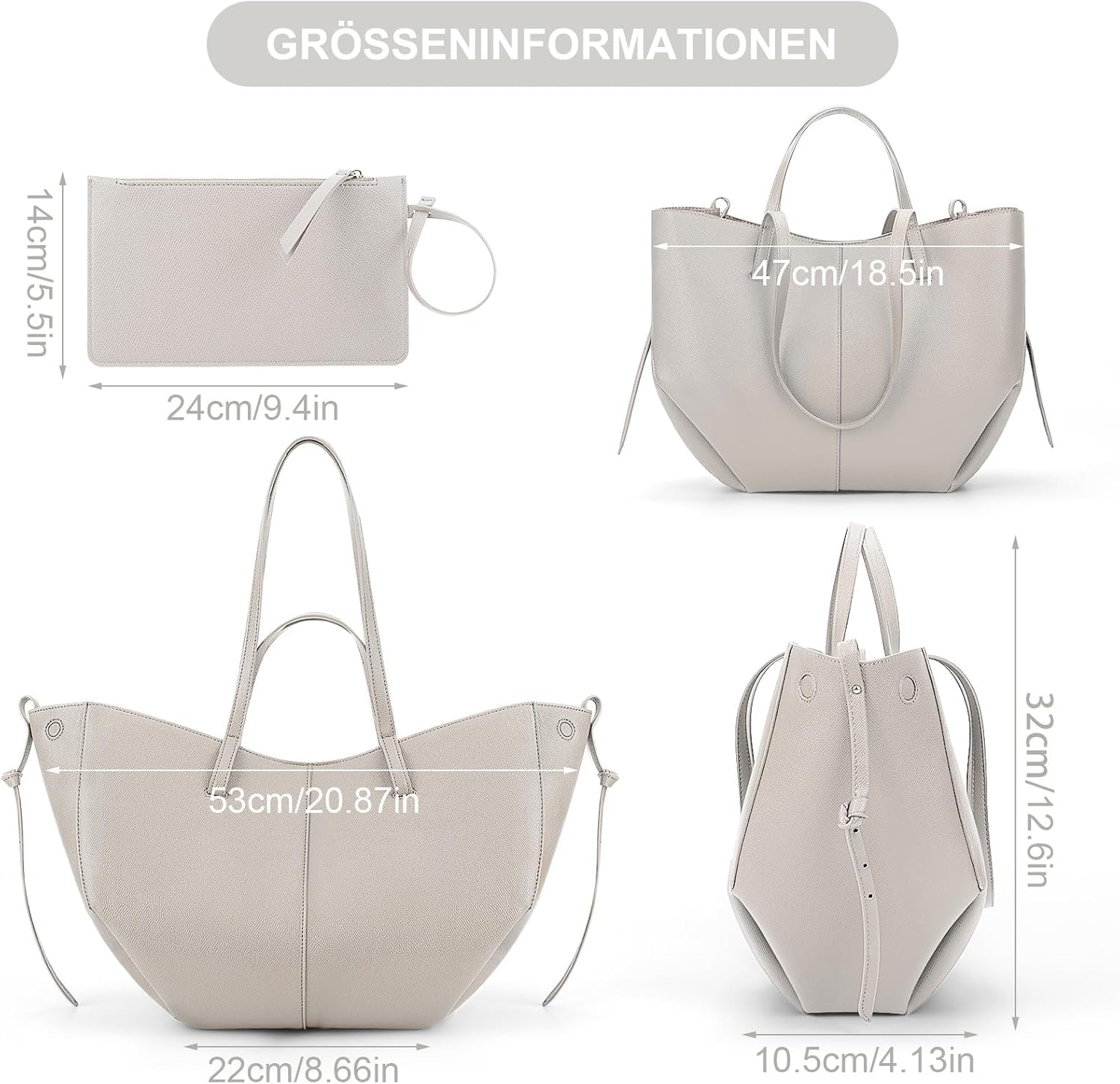 Thumbnail 5 de TIAASTAP Groß Handtasche Damen Tote Bag – geräumige Kunstleder Shopper Tasche