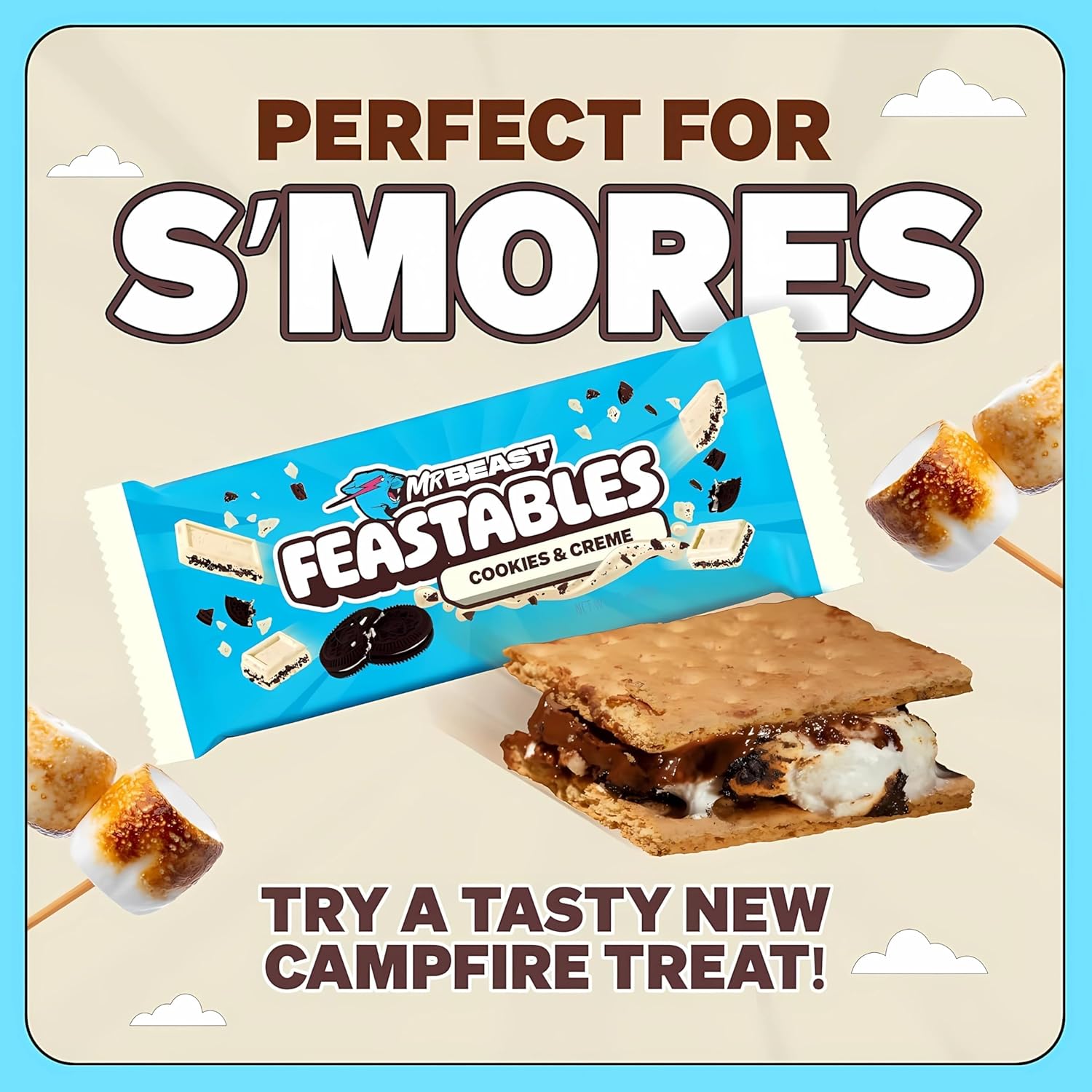 Thumbnail 4 de Feastables MrBeast Cookies & Crème – Chocolat blanc et morceaux de biscuit, boîte 10x60g