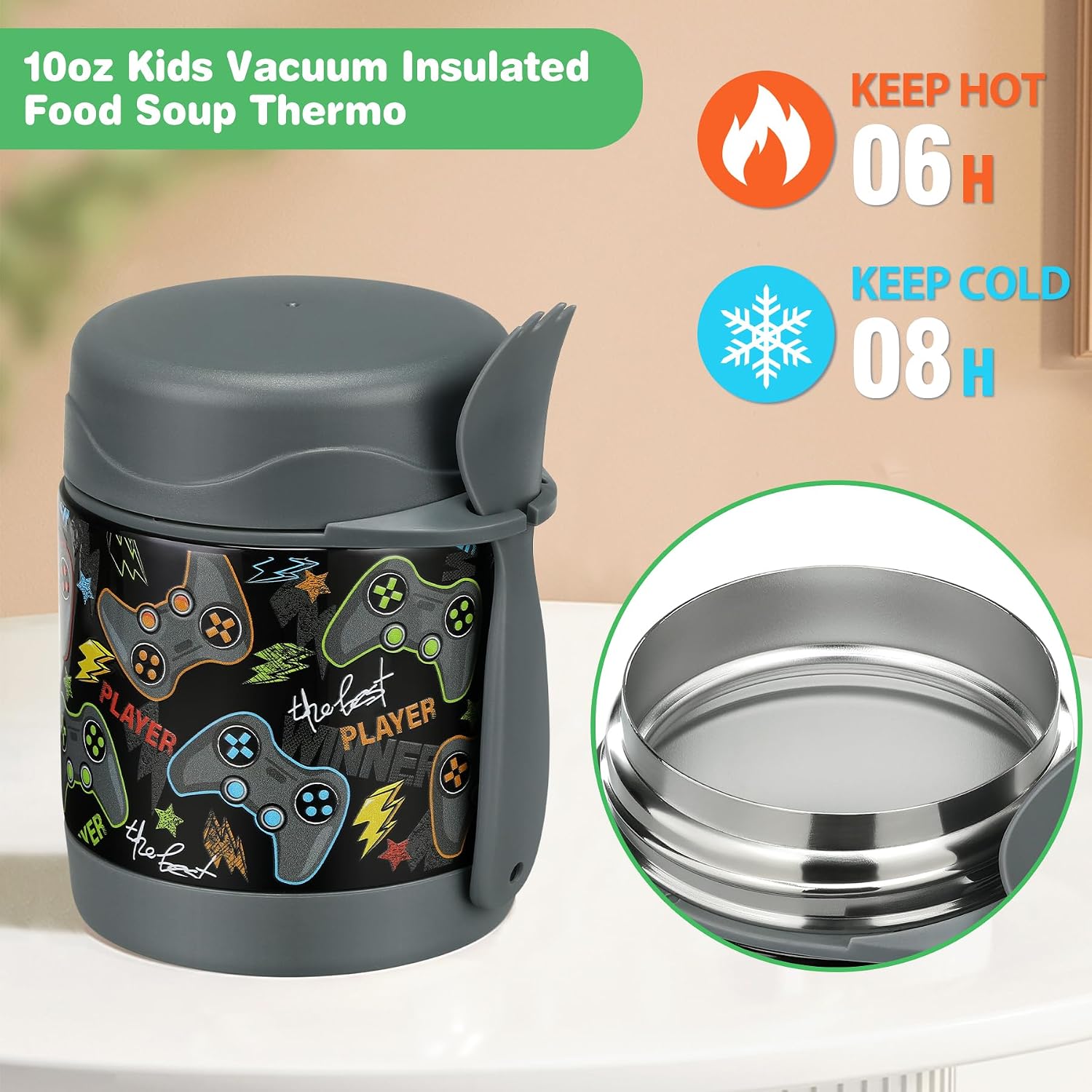 Detalle de Pawtong 10oz Soup Thermo – Kids Insulated Food Jar