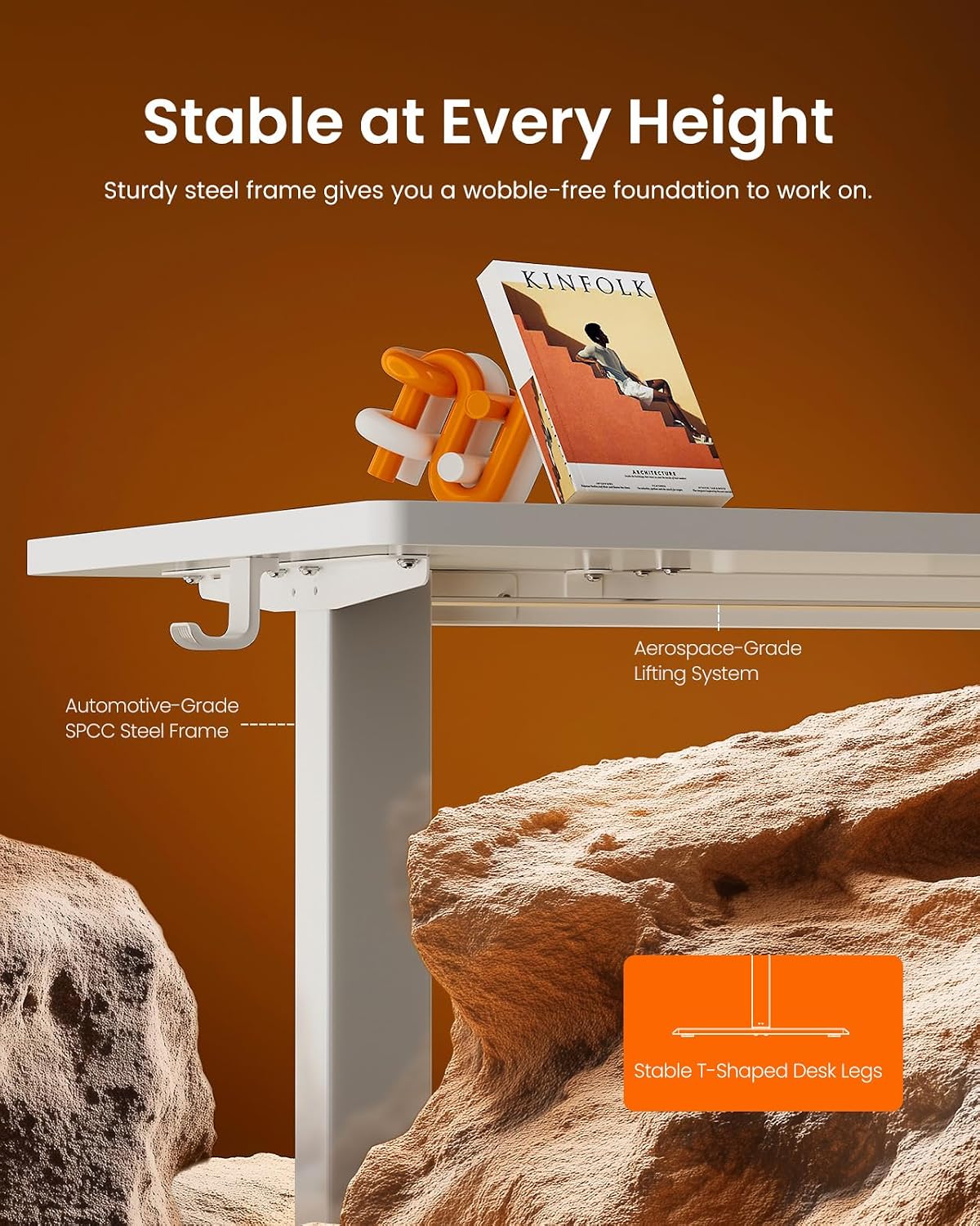 Thumbnail 4 de ErGear ESD01W-100A-US Electric Standing Desk, White, 40 x 24 Inches