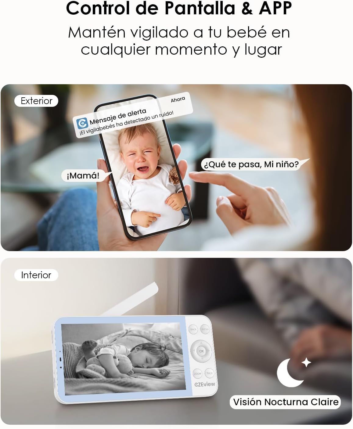 Thumbnail 2 de CZEview 2.5K Camara Vigilancia Bebé 5,5"