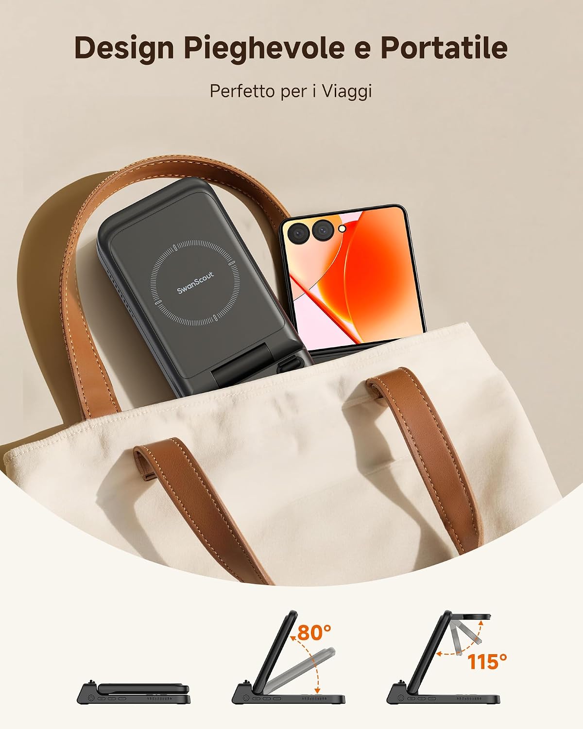 Detalle 2 de SwanScout 703F Caricatore wireless 3 in 1