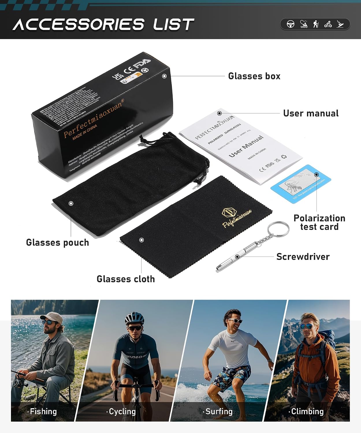 Thumbnail 6 de Perfectmiaoxuan Polarized Sunglasses for Men and Women with HD Pilot Lenses and Light TR90 Frame