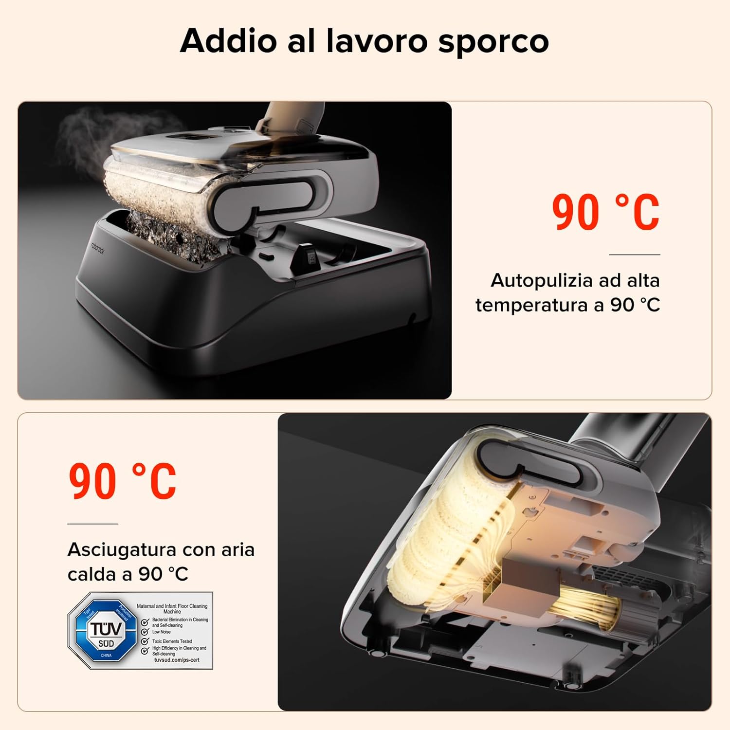 Thumbnail 2 de roborock F25 GT: Aspirapolvere e Lavapavimenti senza fili 2-in-1 con pulizia ad alta temperatura e asciugatura rapida