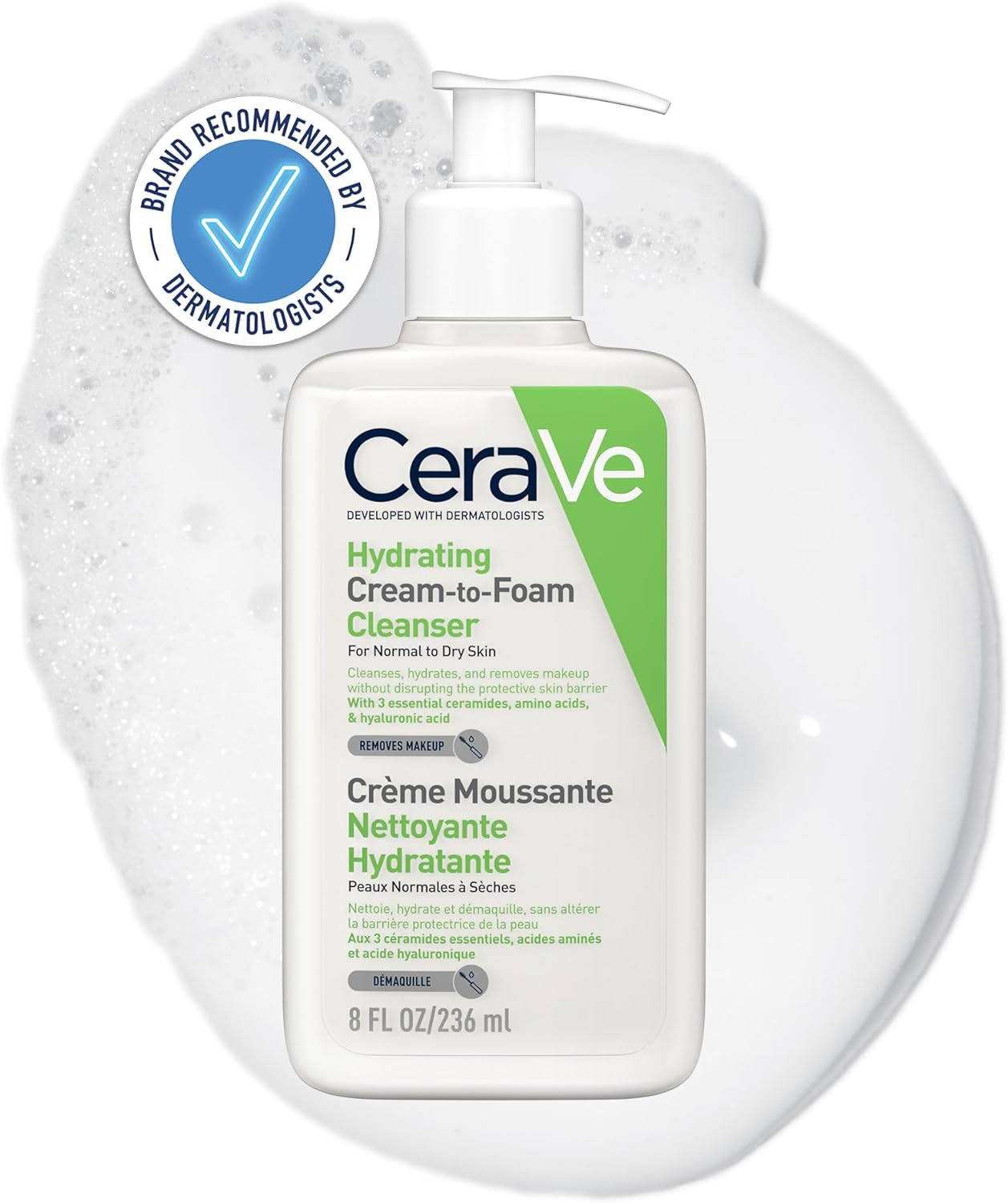 Detalle de CeraVe Cream-to-Foam Cleanser, 236ml