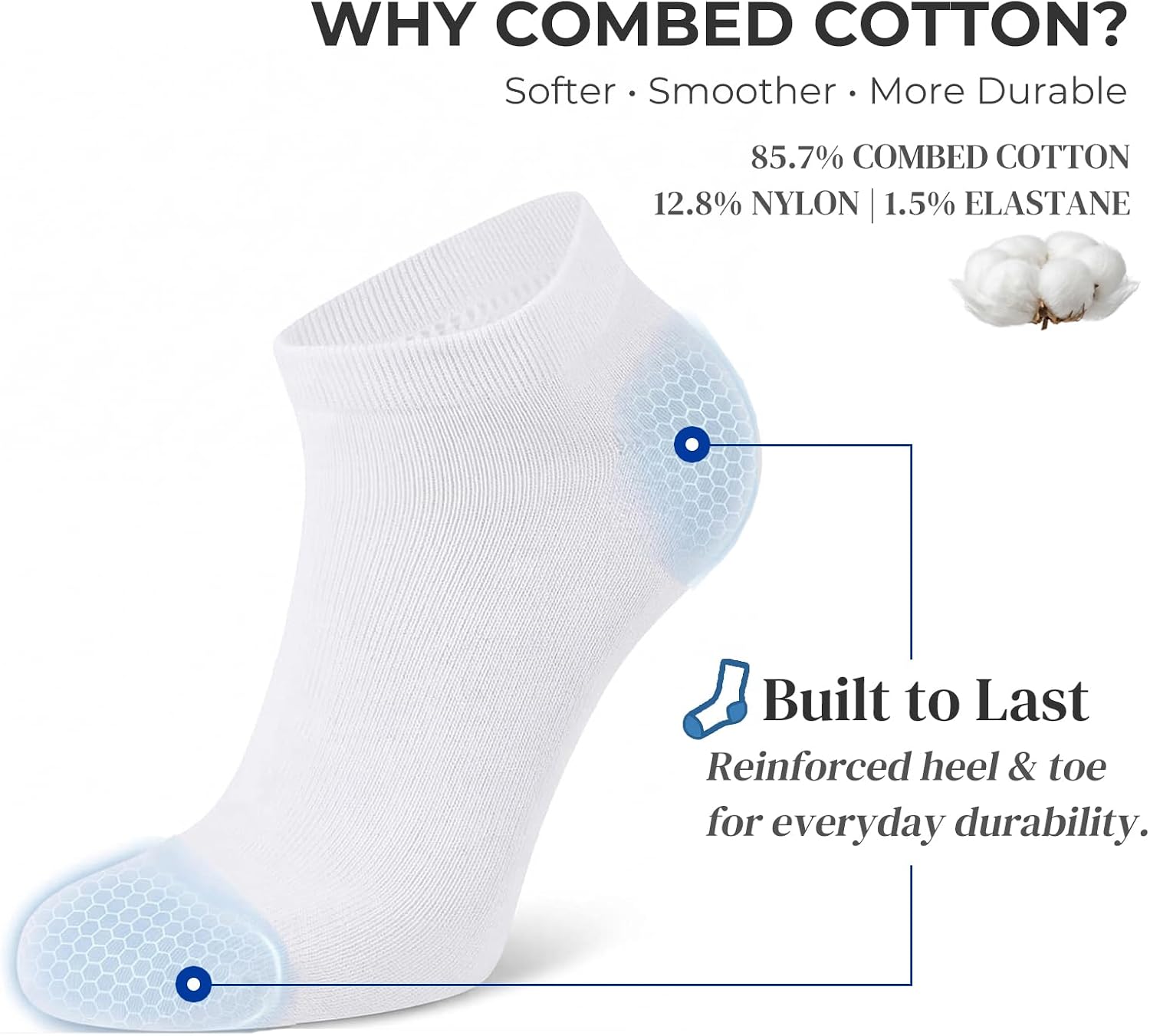 Thumbnail 3 de Wamicu 10 paires de chaussettes basses en coton peigné (unisex) pour sport, travail et loisirs