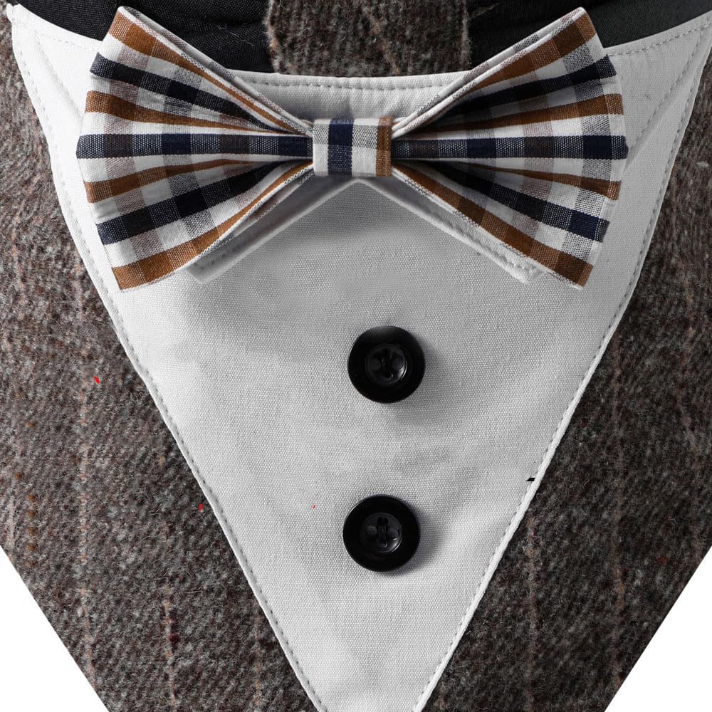 Detalle de Tuxedo Collar Bandana Wedding Bow Tie for Dogs and Cats (L Grey) — Formal party outfit
