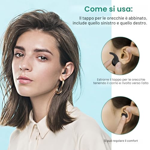 Detalle 2 de Tappi per Le Orecchie per Nuoto FNGXX – Kit 3 Paia Riutilizzabili in Silicone con Riduzione del Rumore e Custodie