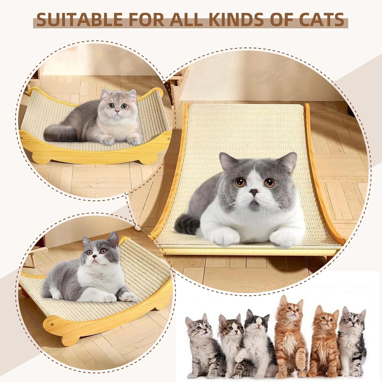 Thumbnail 3 de Cat Scratch Furniture - Sisal Cat Scratcher Bed with 160° Curved Design