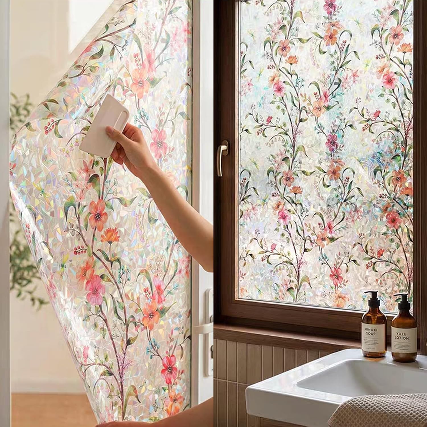 Detalle de Alvorox ST-F815-60CMX2M statische raamfolie 60x200 cm met bloemmotief