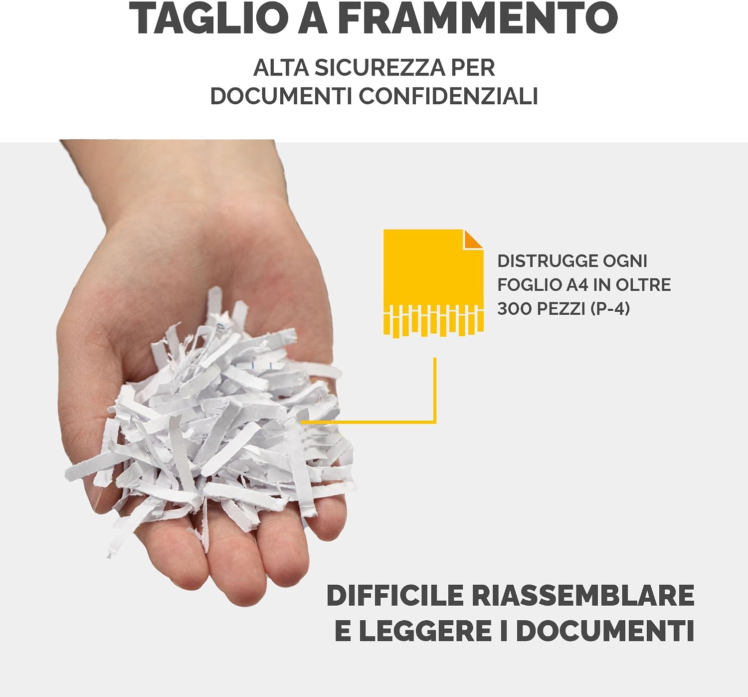 Detalle de Fellowes Distruggi Documenti Automatico a Frammento 200C: 200 fogli, Ultra Silenzioso per Piccolo Ufficio