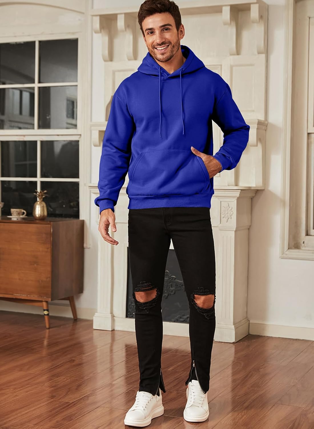 Thumbnail 5 de JMIERR Herren Hoodie Freizeit-Pullover mit Kapuze und Kordelzug – Winter Warm, Baumwolle