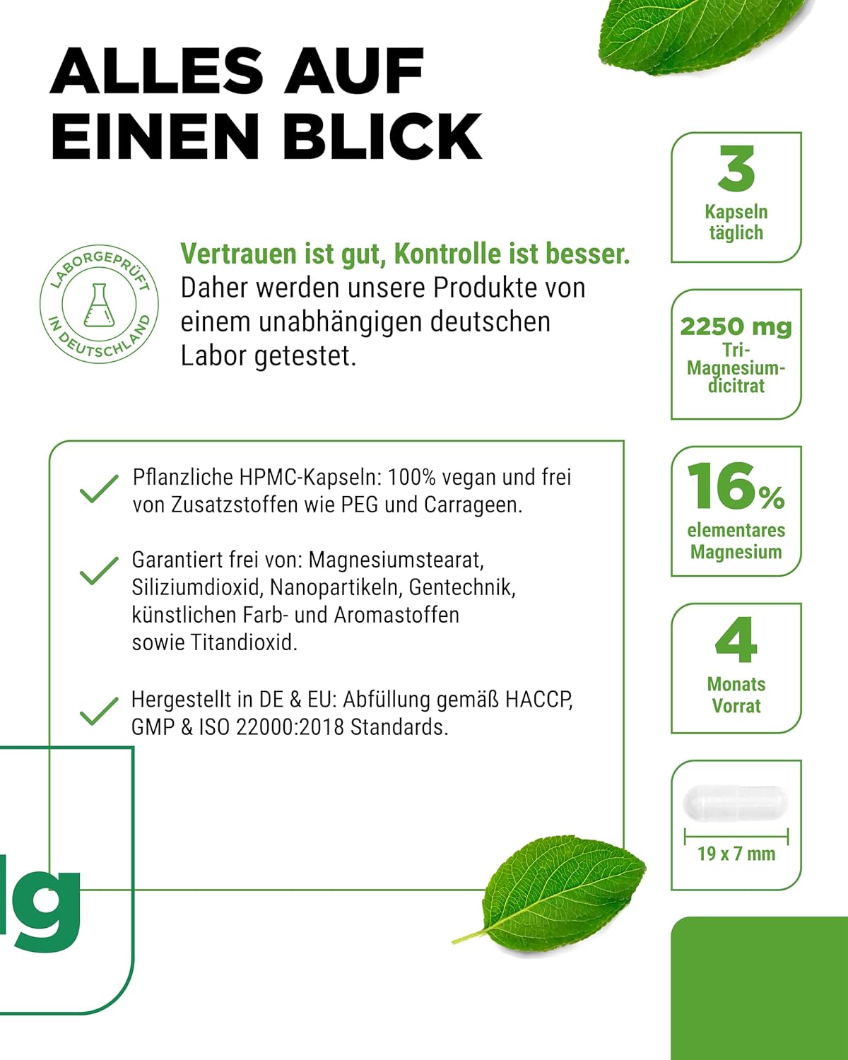 Thumbnail 3 de vit4ever Magnesiumcitrat (Tri-Magnesiumdicitrat) – 365 vegane Kapseln, 2250 mg pro Tagesportion