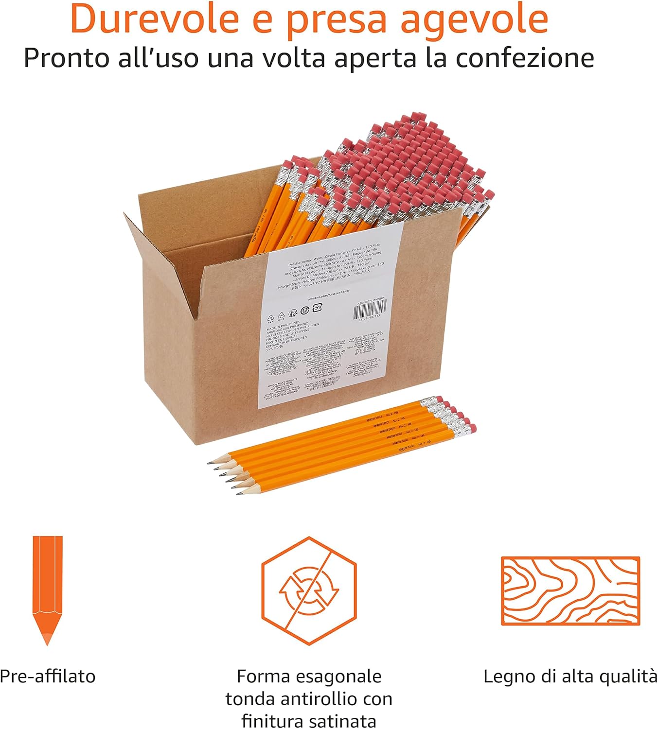 Thumbnail 3 de Amazon Basics Matite pre-temperate 150 ✏️