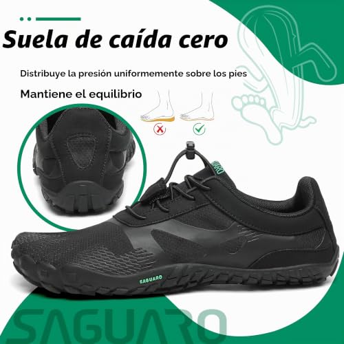Thumbnail 5 de SAGUARO Zapatillas barefoot minimalistas, ligeras y flexibles, negras, talla 44