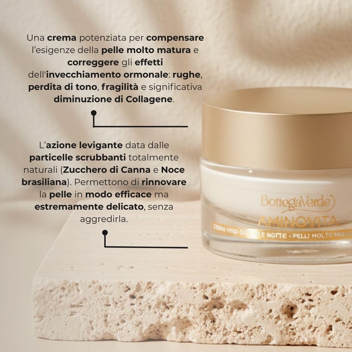 Detalle de Bottega Verde Aminovita Crema Viso 50 ml – per pelli mature, con Pluridefence®