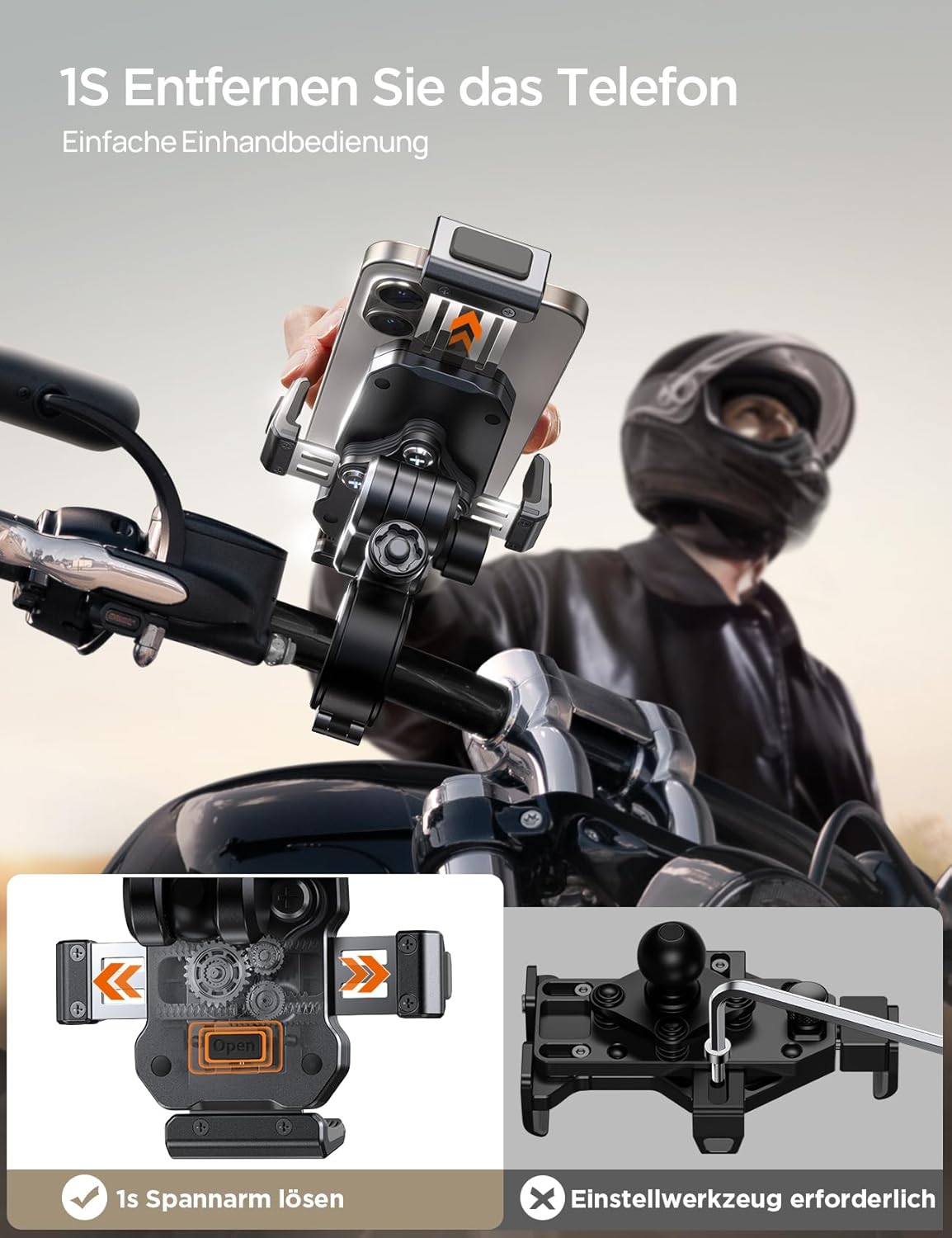 Thumbnail 3 de JOYROOM Handyhalterung Motorrad 130–185 mm
