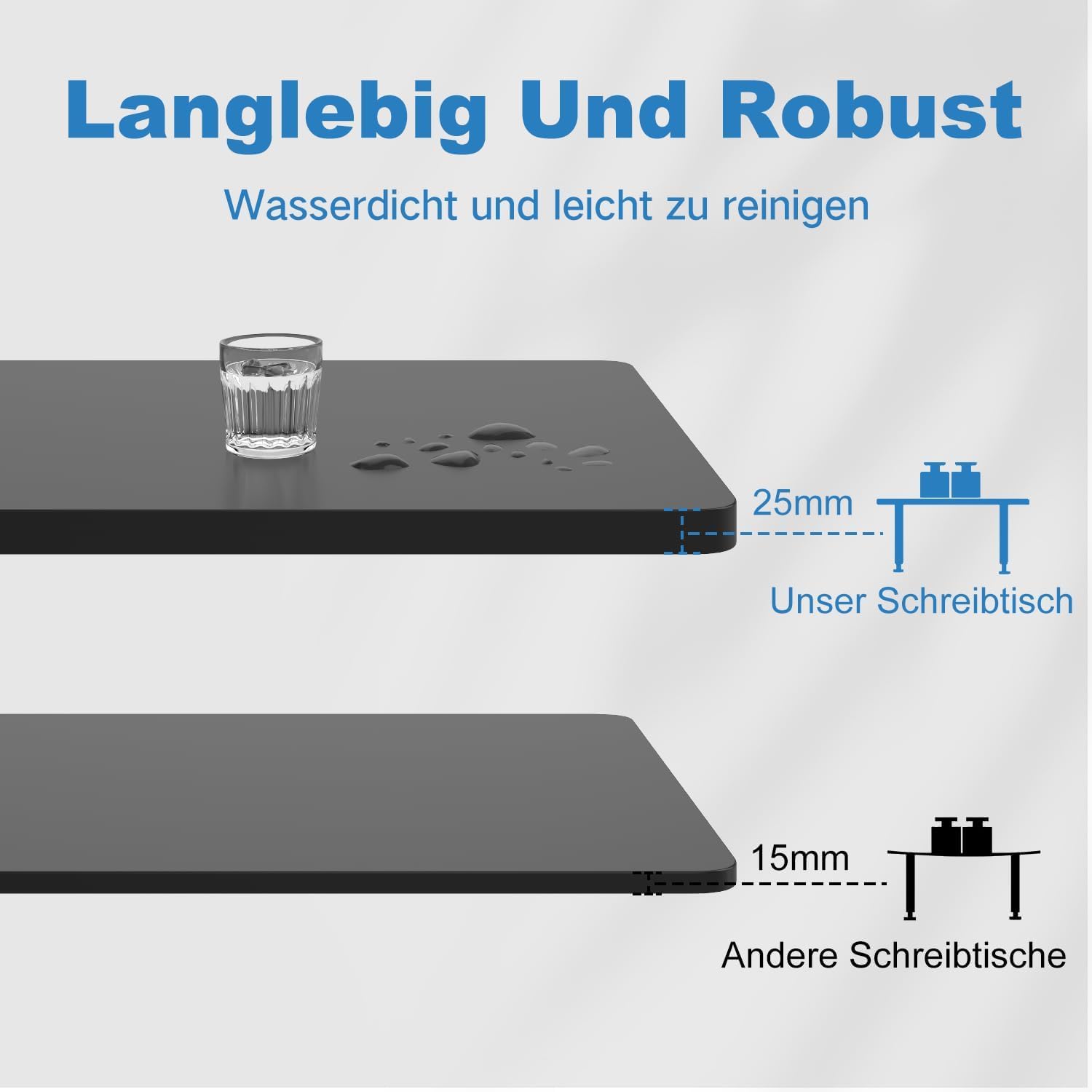 Detalle 2 de Devoko höhenverstellbarer Schreibtisch mit 2 Motoren, 25-mm-Tischplatte (140 x 70 cm) – elektrisch inkl. Kabelmanagement
